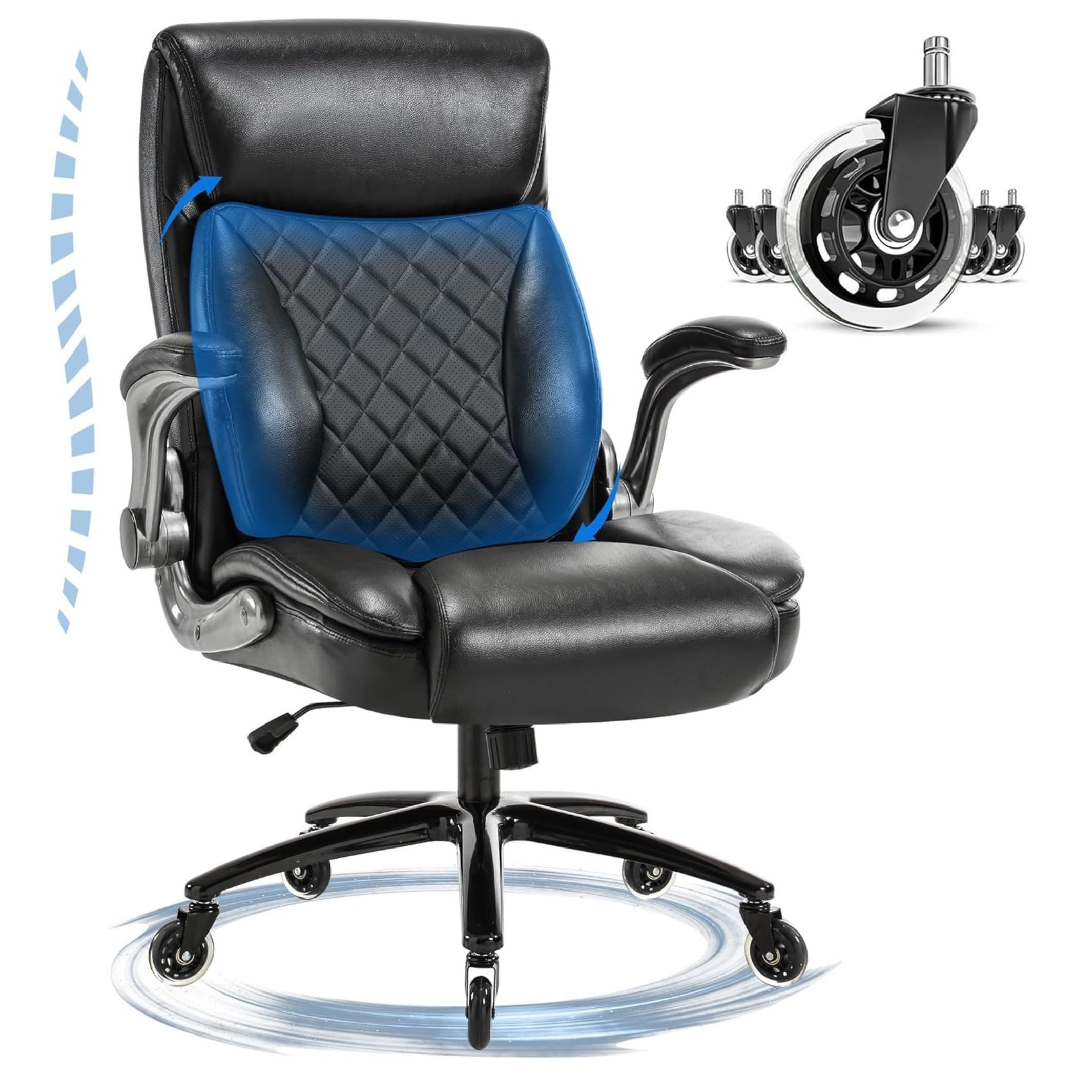 SeedWave Bürostuhl Chefsessel 200 kg mit 3D-Lendenwirbelstütze und leise Gu günstig online kaufen