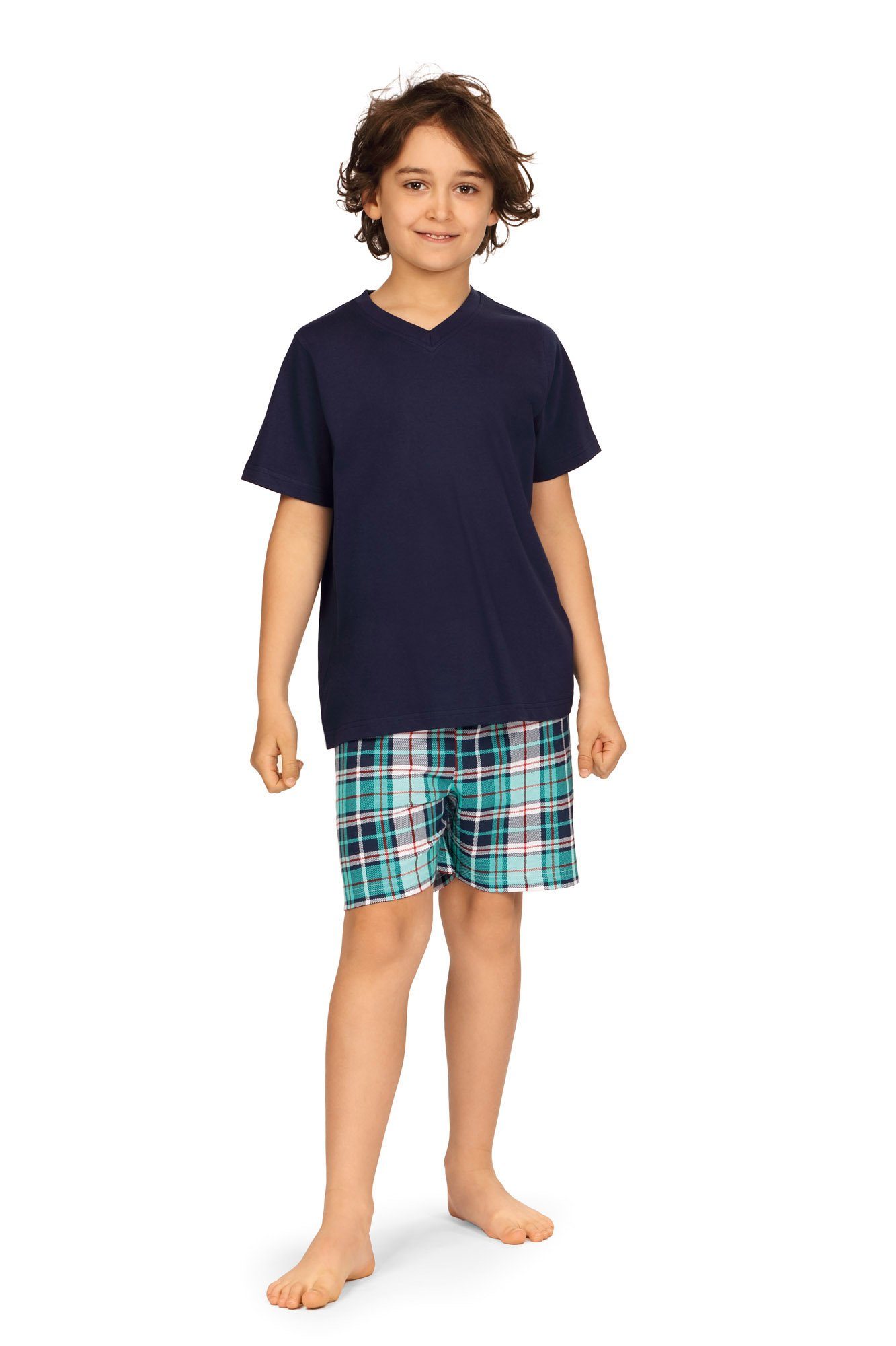 Comte Schlafanzug Comte Kids (Set, 2 tlg., Set) Jungen Schlafanzug Pyjama Kurzarm Baumwolle marine