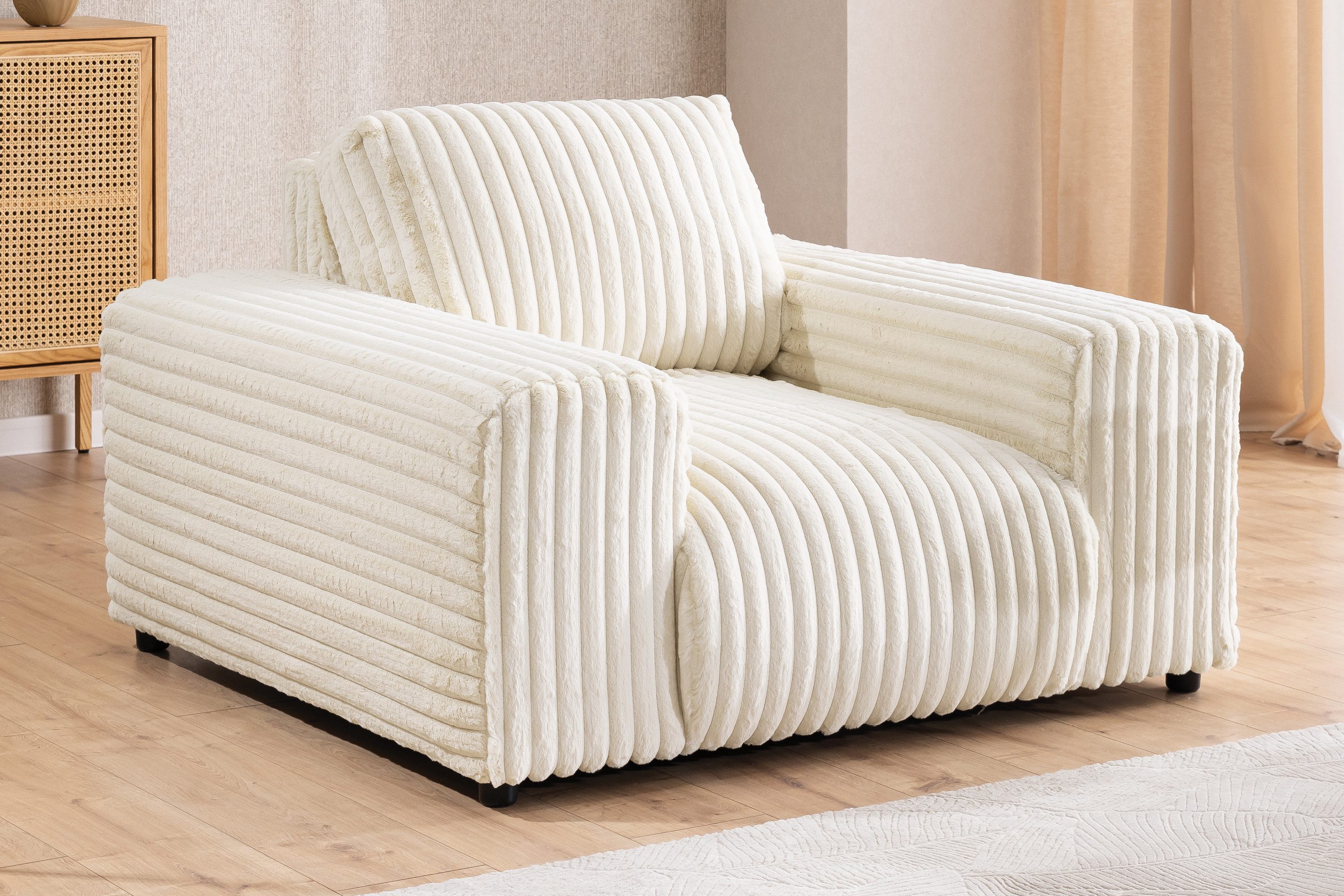 S-Style Möbel Sessel Mollis aus Plüschcord günstig online kaufen