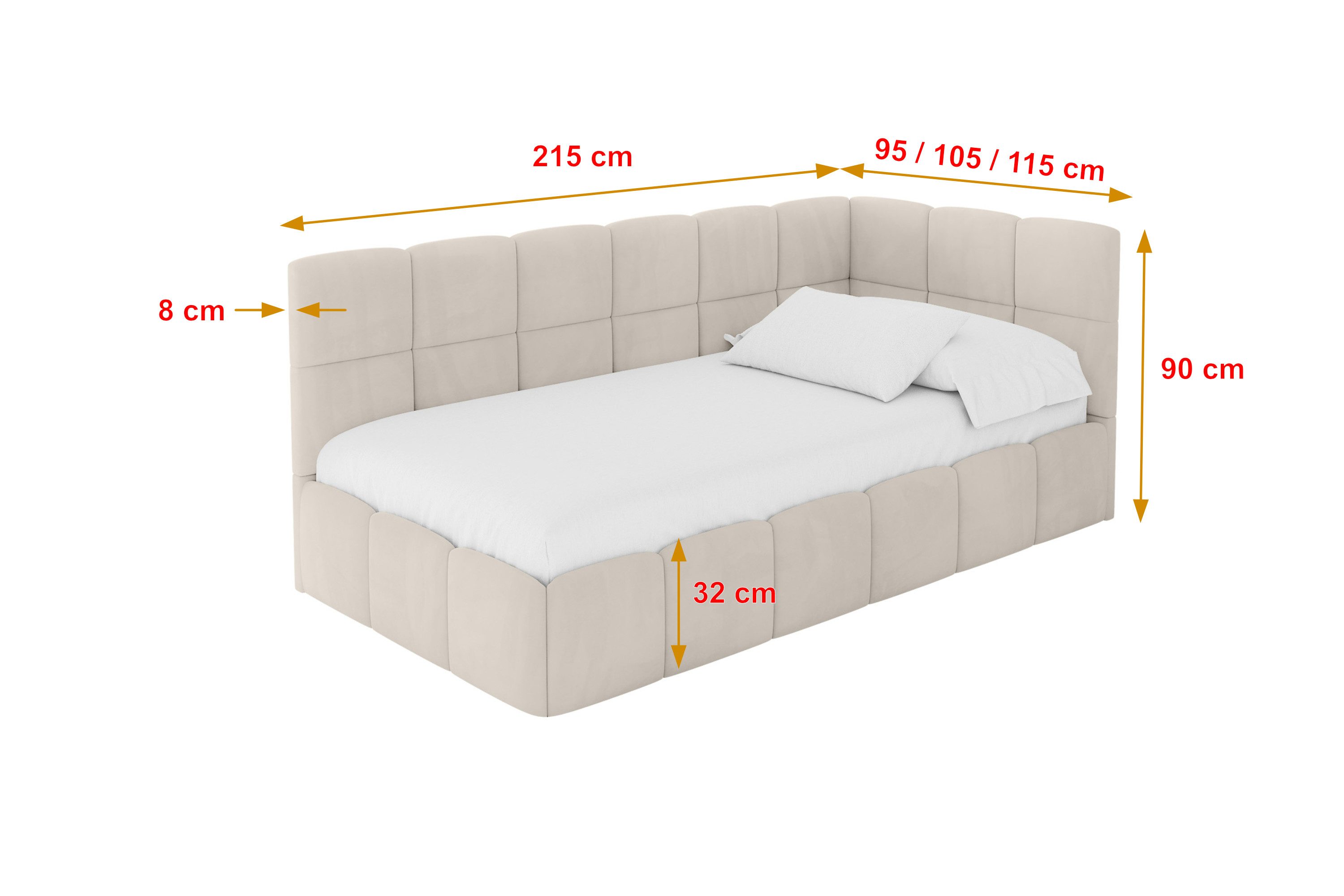 ALTDECOR Jugendbett LIVY (Jugendbett mit Bettkasten und Lattenrost, Polsterbett ohne Matratze), Einzelbett mit Stauraum, Bett mit Kopfteil – Bild 4 von 5