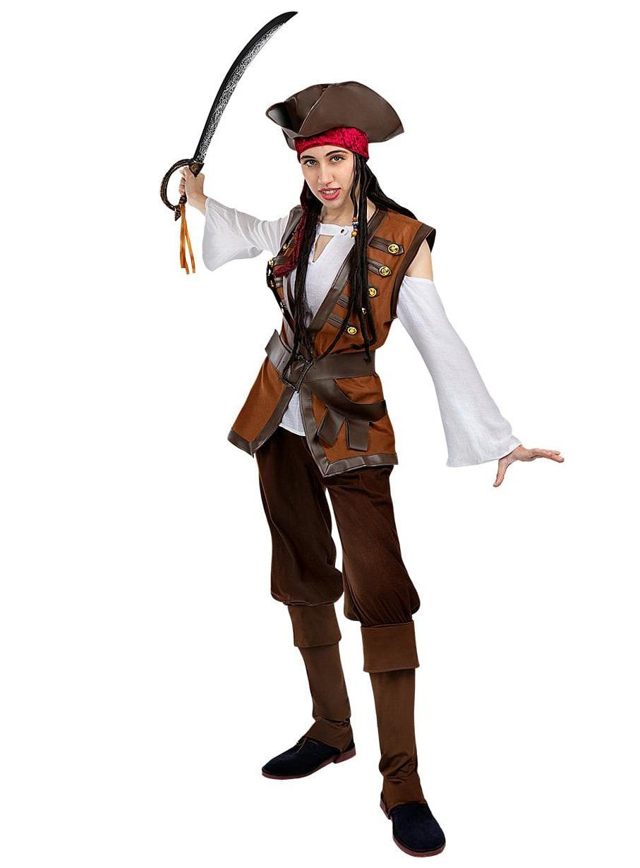 Funidelia Piraten-Kostüm Karibik Piratin - Karneval Faschingskostüm Damen, Captain Jacky macht sich bereit zum Entern