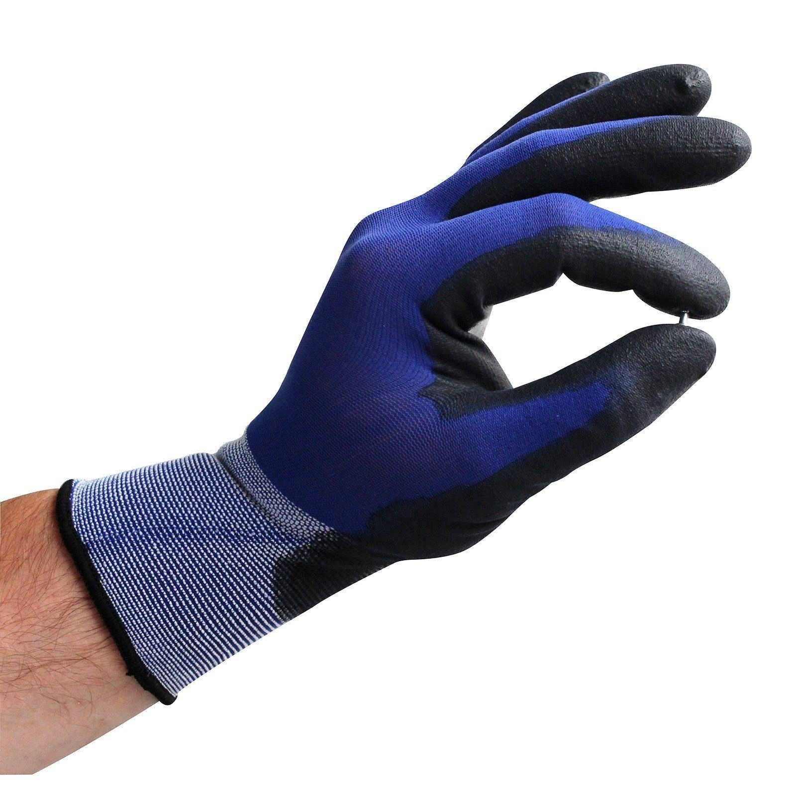 Skin Nitril-Handschuhe NITRAS PU-Beschichtung (Spar-Set) - Paar blau Nitras 120 6240 Nylon-Strickhandschuhe,