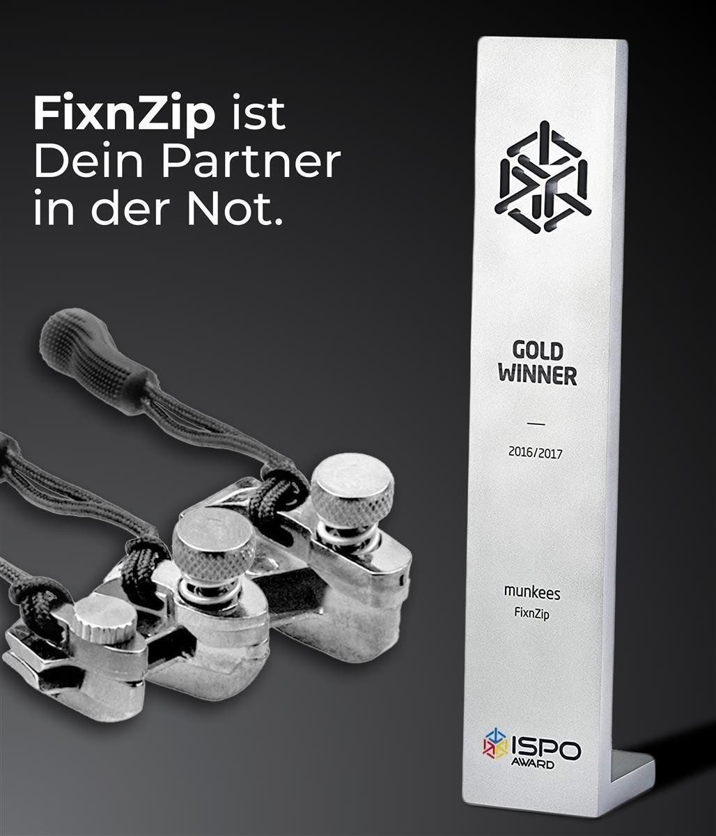 Munkees Reißverschluss FixnZip, 3er-Pack S,L,M, Graphit, Werkzeuglose Reißverschlussreparatur, ohne Nähen, universell