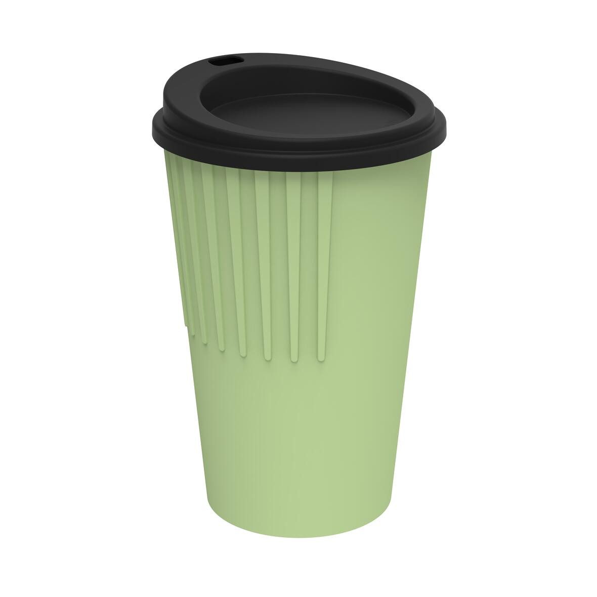 elasto Coffee-to-go-Becher Kaffeebecher 300 ml Trinkbecher mit Deckel und Riffel-Optik, Made in Germany, BPA-frei, 100% recyclebar, Heißgetränke, Teebecher