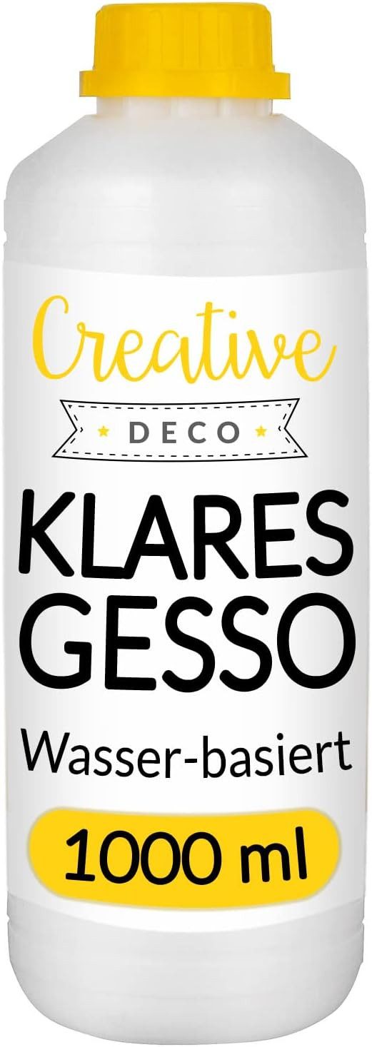 Creative Deco Grundierfarbe Professionell Gesso 1L Perfekte Grundierung für Malerei, Primer für Acryl-Farben, Öl-Farben, Pouring, Decoupage