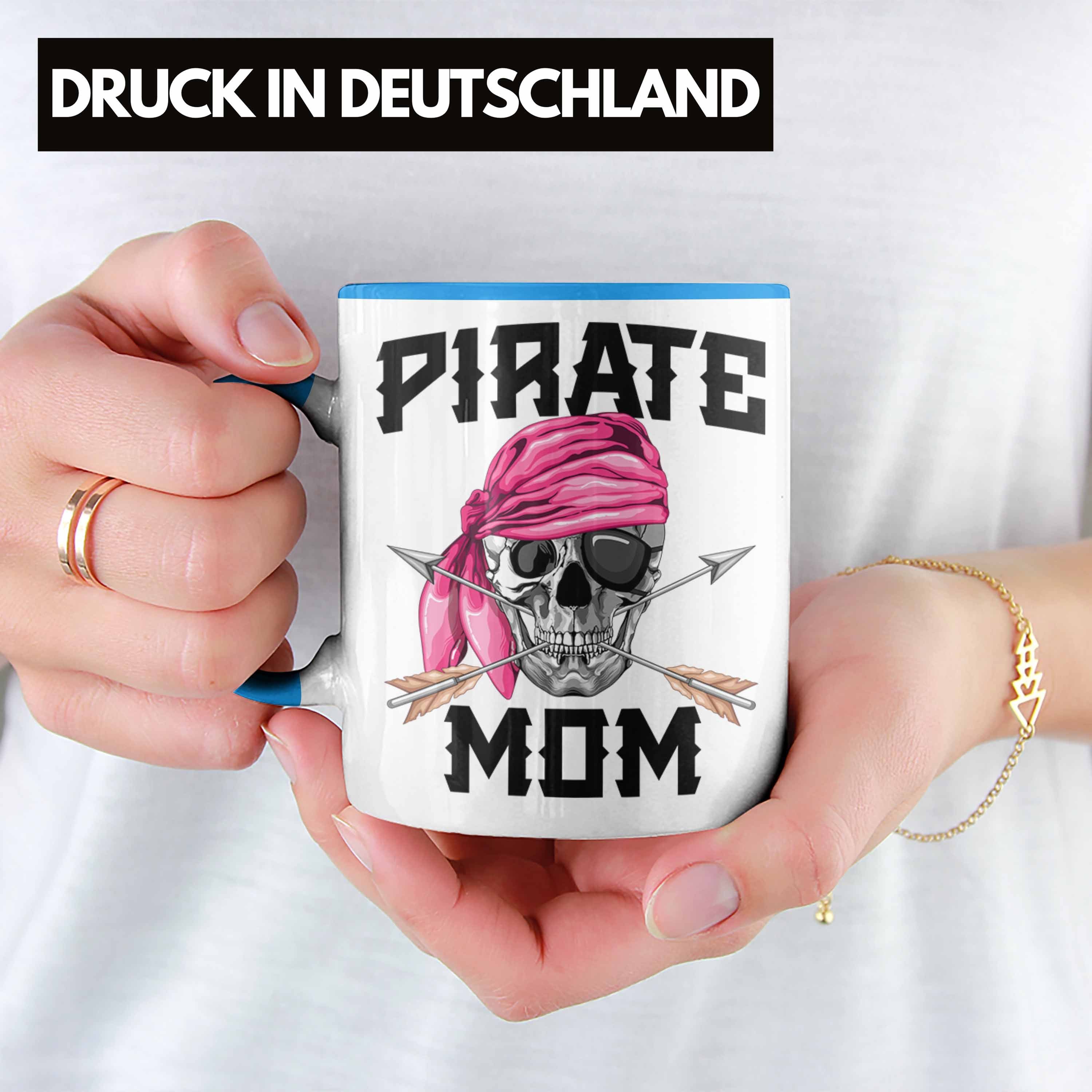 Trendation Tasse Pirate Mom Tasse Mutter Muttertag für eine Blau Piraten Geschenk