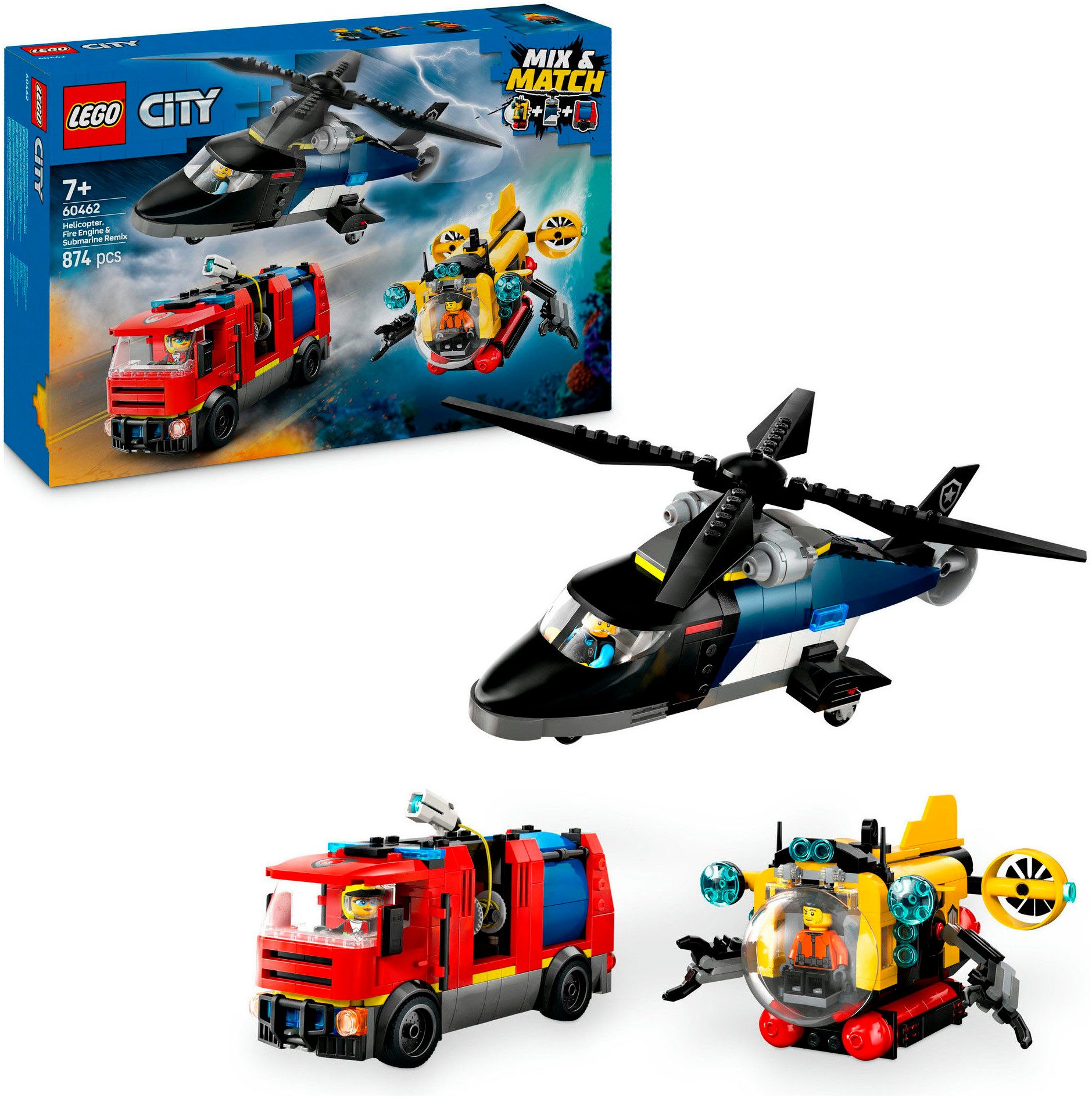 LEGO® Kombinationsset mit Hubschrauber, Löschauto und U-Boot (60462) Konstr günstig online kaufen