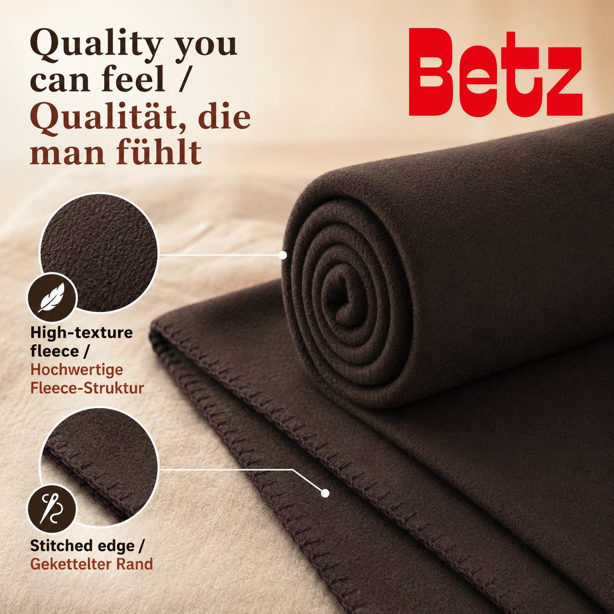 Wohndecke Betz Fleecedecke 130x170 cm 180g/m² – Weiche Wohndecke & Kuscheldecke, Betz, Leicht, wärmend & pflegeleicht – Bild 4 von 5
