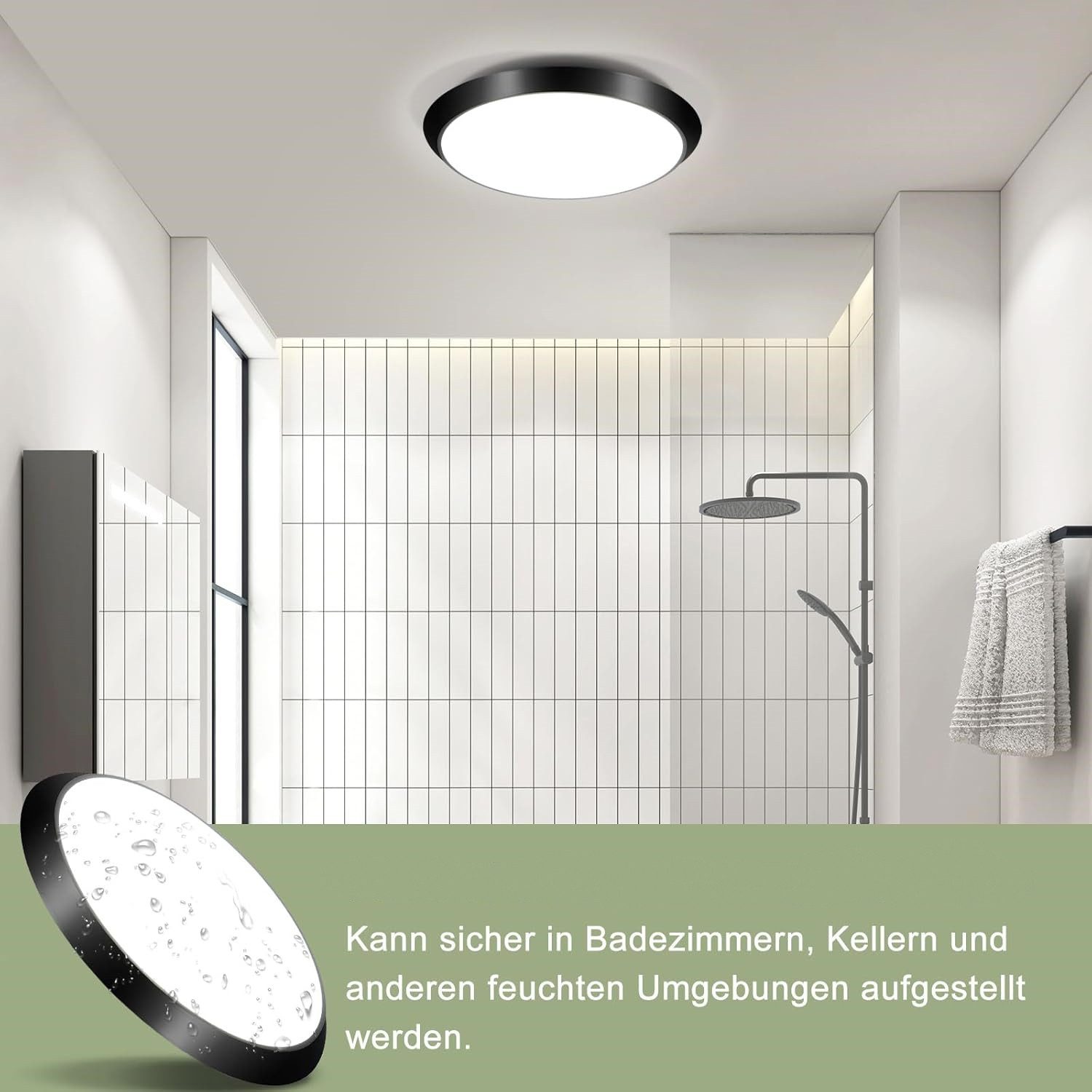ZMH LED Deckenleuchte mit Bewegungsmelder Deckenlampe Innen 15W 4000K Wohnzimmer Flur, Augenschutaz, LED fest integriert, 4000K, Modern Sensor Ø30CM Deckenbeleu – Bild 5 von 5