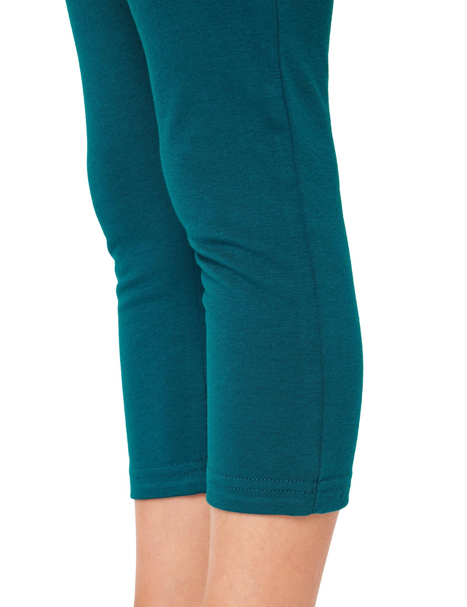 elastischer Smaragdgrün Capri Leggings (1-tlg) BLV50-280 Mädchen 3/4 aus Leggings Bund Baumwolle Bellivalini