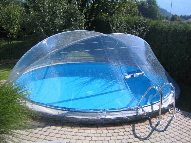 Thumbnail - KWAD Rundpool Timber CABRIO DOME inkl. Abdeckung zur Reduzierung des Pflegeaufwandes (Set, 5-tlg), 5-tlg., Höhe: 132cm, ...