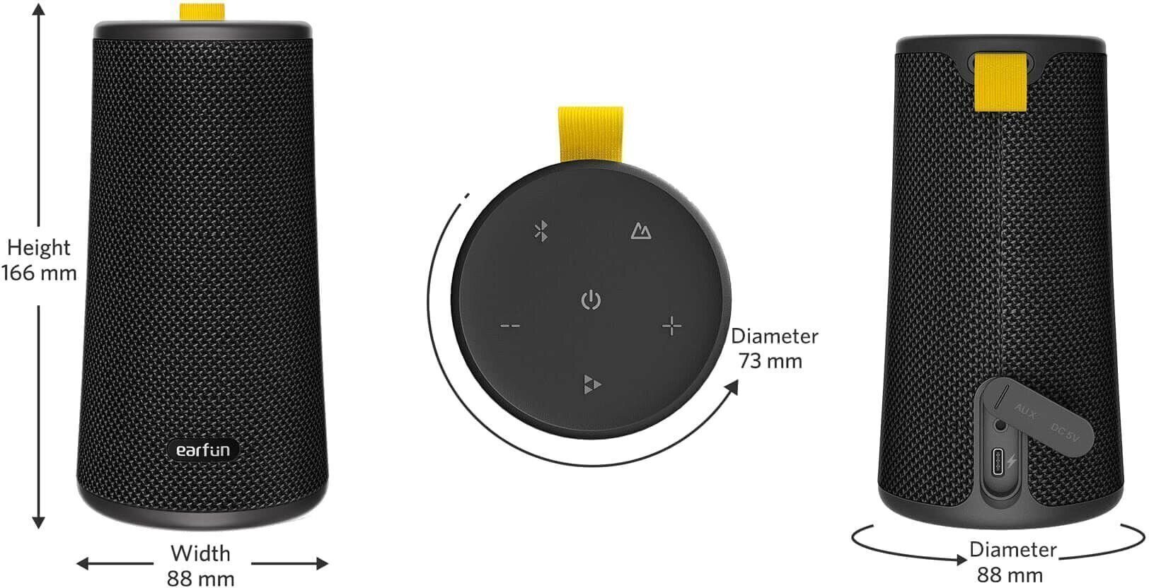 Earfun UBOOM to go Bluetooth-Lautsprecher Aktiv, Bluetooth-Lautsprecher
