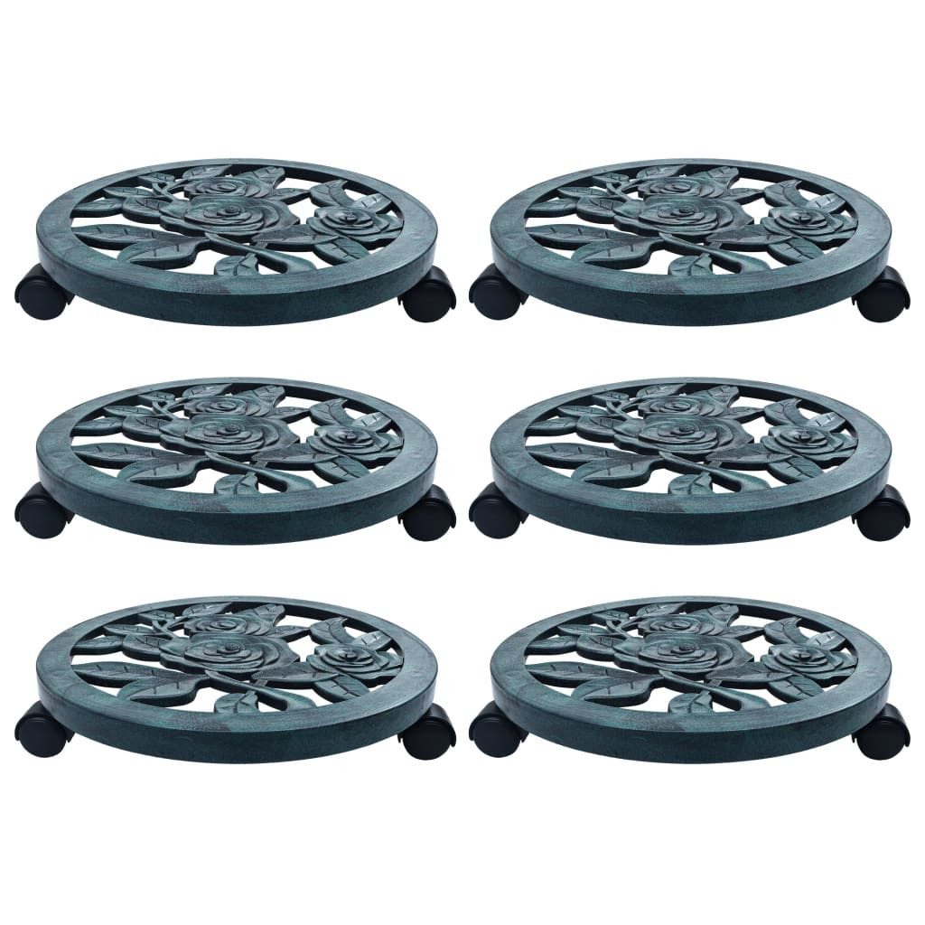 vidaXL Blumenständer Pflanzenroller 6 Stk. Grün 38 cm Kunststoff (6 St)