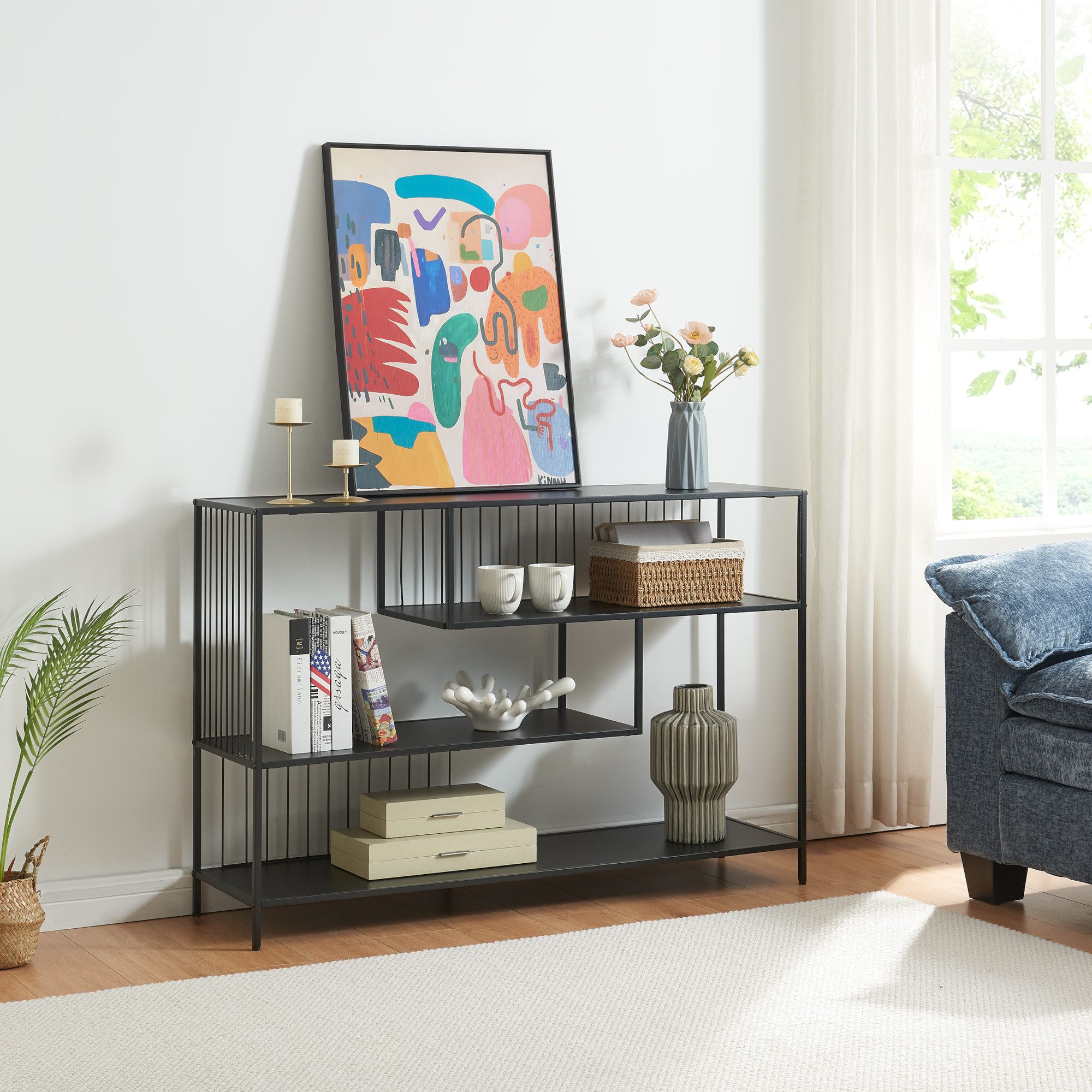 en.casa Konsolentisch, Beistelltisch »Oxelösund« 120x33x80 cm Schwarz günstig online kaufen