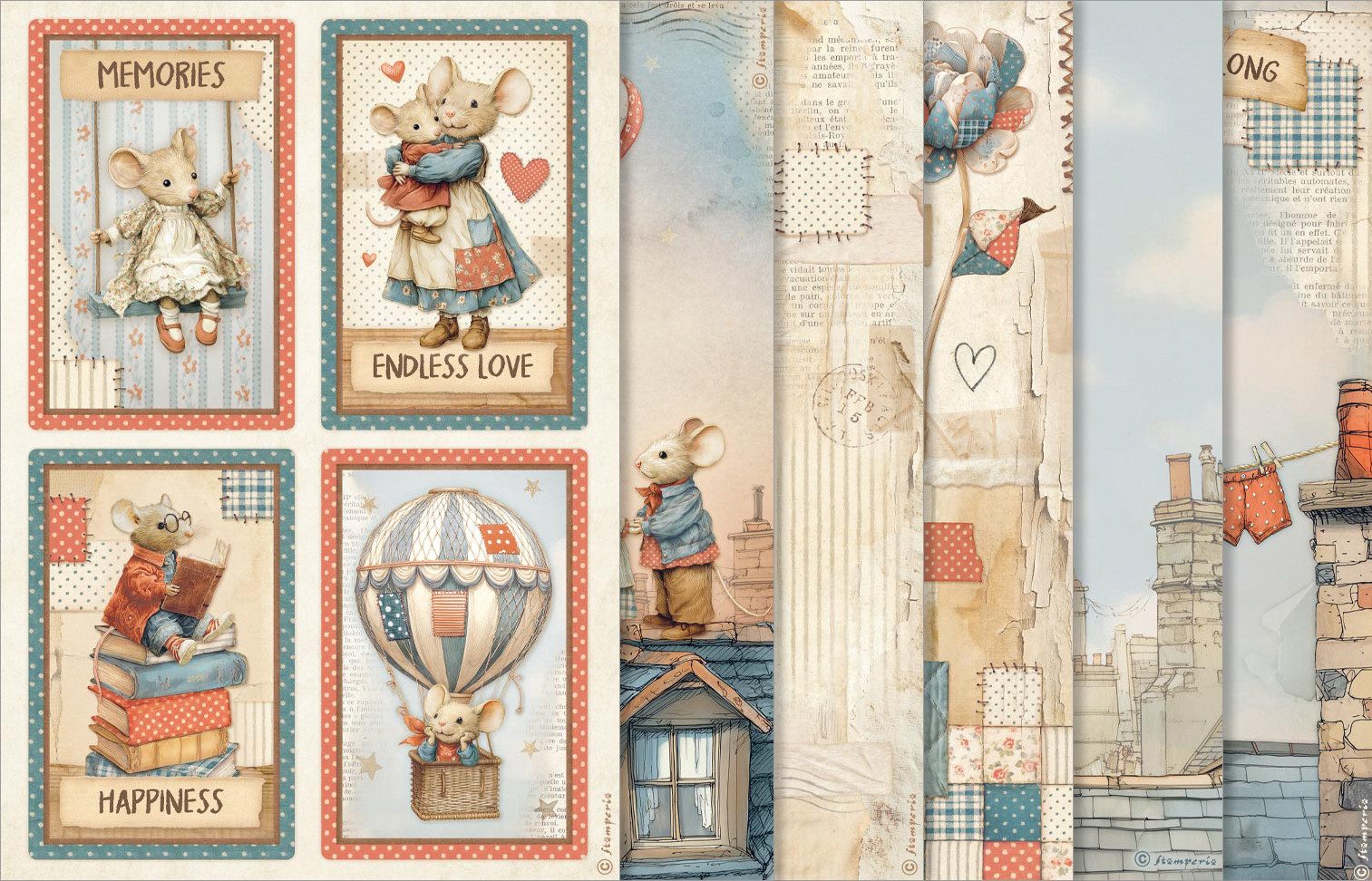 Stamperia Seidenpapier Motiv-Strohseiden Sortiment Family, DIN A4, 6er-Set