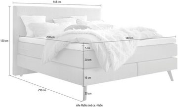 HASENA Boxspringbett Costa, Massivholz-Füße in Eiche und Tonnentaschen-Federkernmatratze