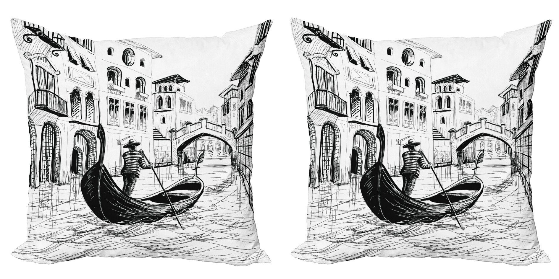 Mittelmeer-Urlaub Accent (2 Abakuhaus Digitaldruck, Skizzenhaft Modern Kissenbezüge Doppelseitiger Stück),