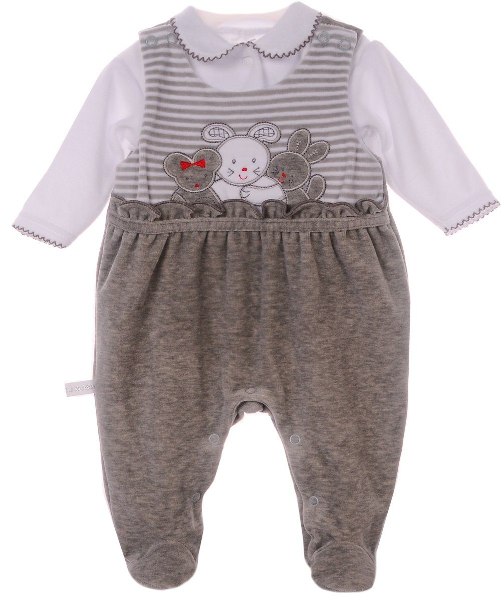 La Bortini Strampler Baby Anzug Erstlingsset aus Velours Hemdchen und Stramplerhose (neutral, Erstlingsausstattung, 2-teilig, für Baby Mädchen und Jungen) aus Nicki-Stoff, 44 50 56 62 68