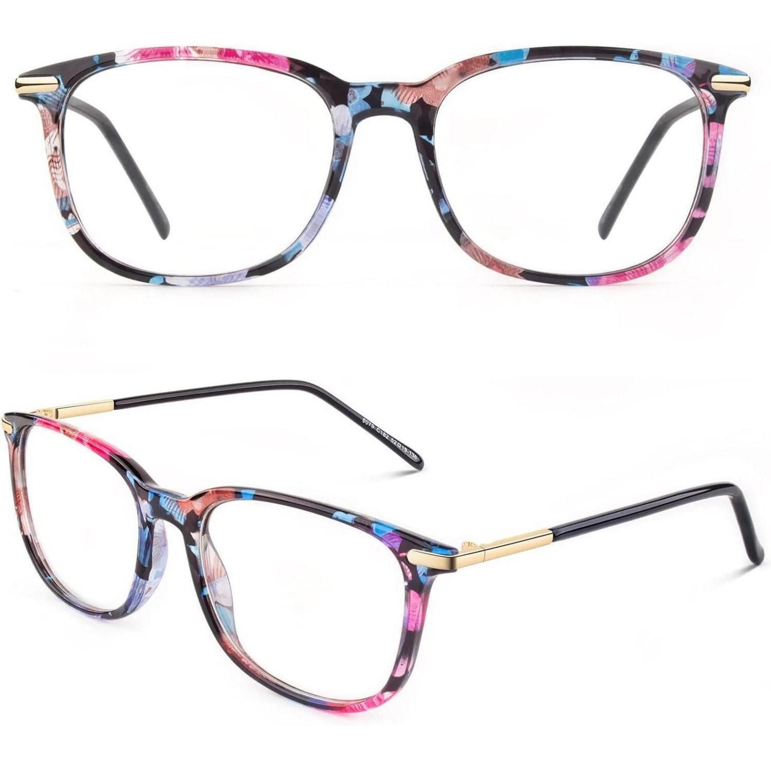 Brille Nerdbrille Damen Herren UV400 Fensterglas ohne Stärke Mehrfarbig B