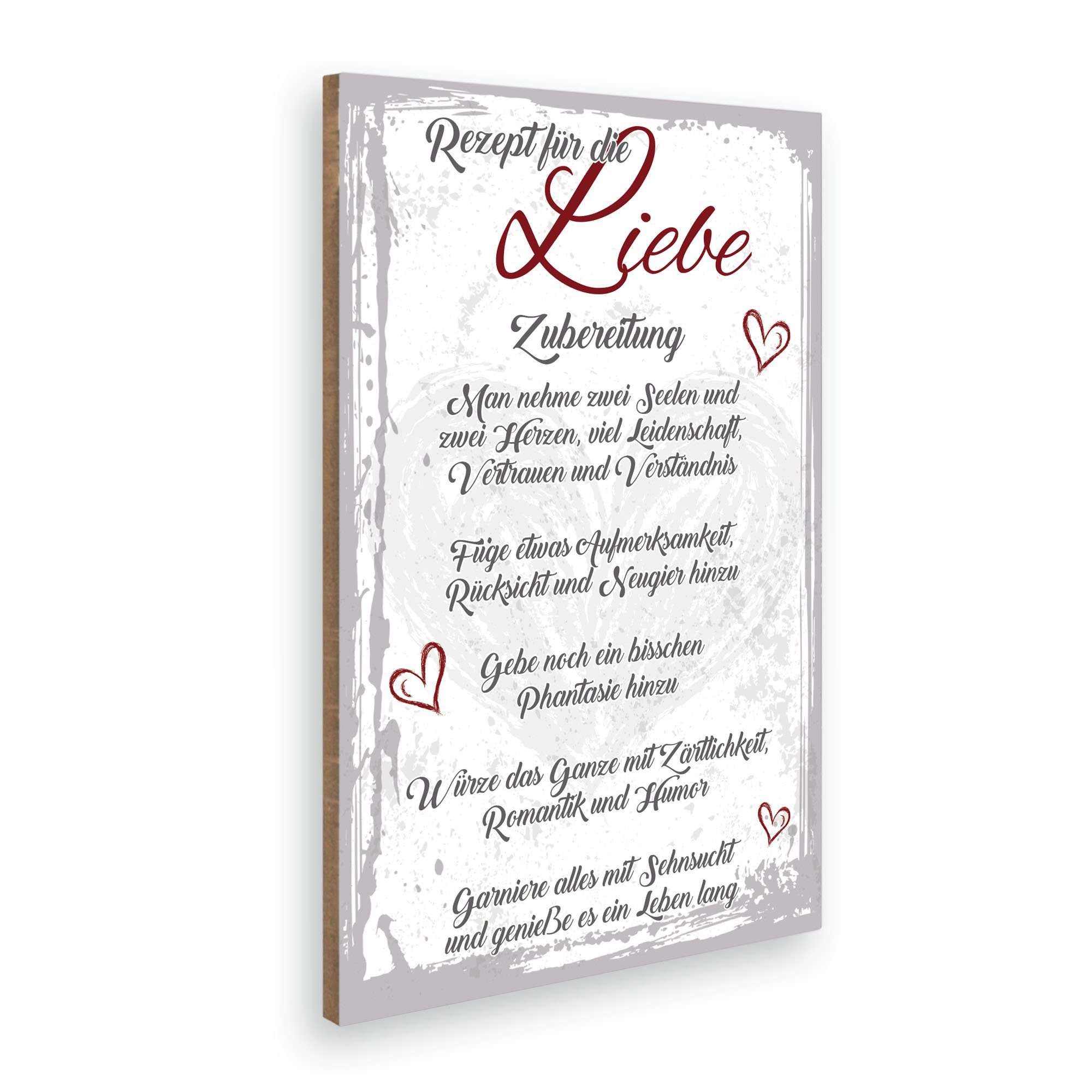 & Feder Holzbild „Liebe“ Liebsten Geschenk mit Motiv Kreative die Spruch, ideales für Holz, aus Deko-Bild