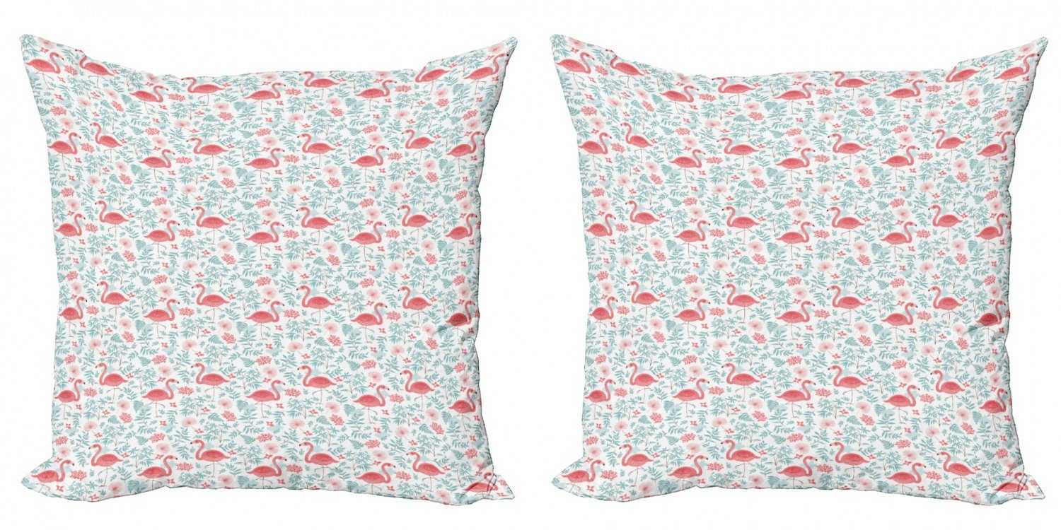 Kissenbezüge Modern Accent Doppelseitiger Digitaldruck, Abakuhaus (2 Stück), Flamingo Botanischer Flourish