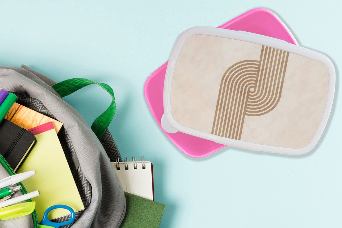 MuchoWow Lunchbox Symmetrische Biegung - kupferfarbig, Kunststoff, (2-tlg), Brotdosen, Lunch Box, Brotbox für Kinder und Erwachsene