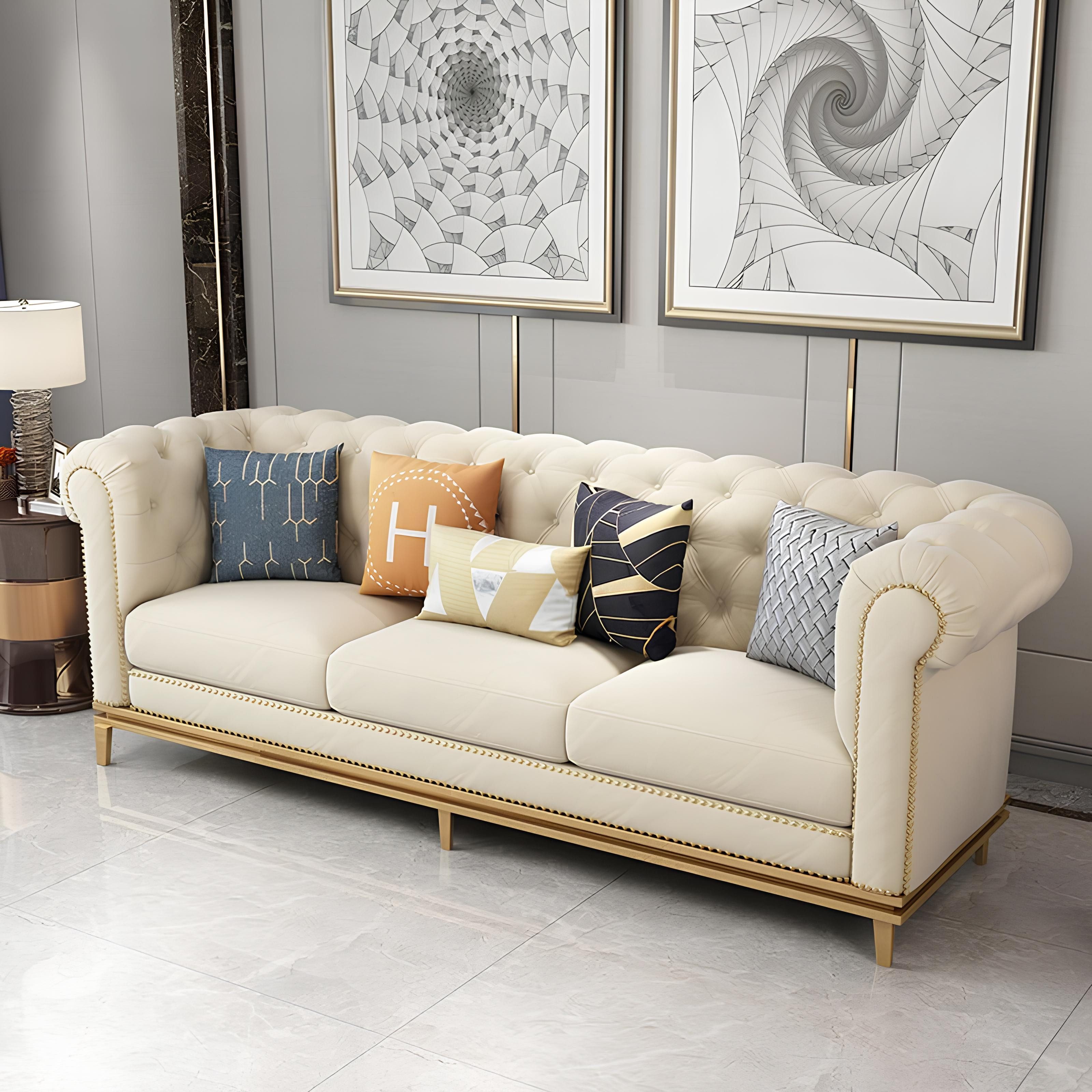 Xlmoebel Chesterfield-Sofa Elegantes Dreisitzer-Sofa im italienischen Chesterfield-Stil, Hergestellt in Europa