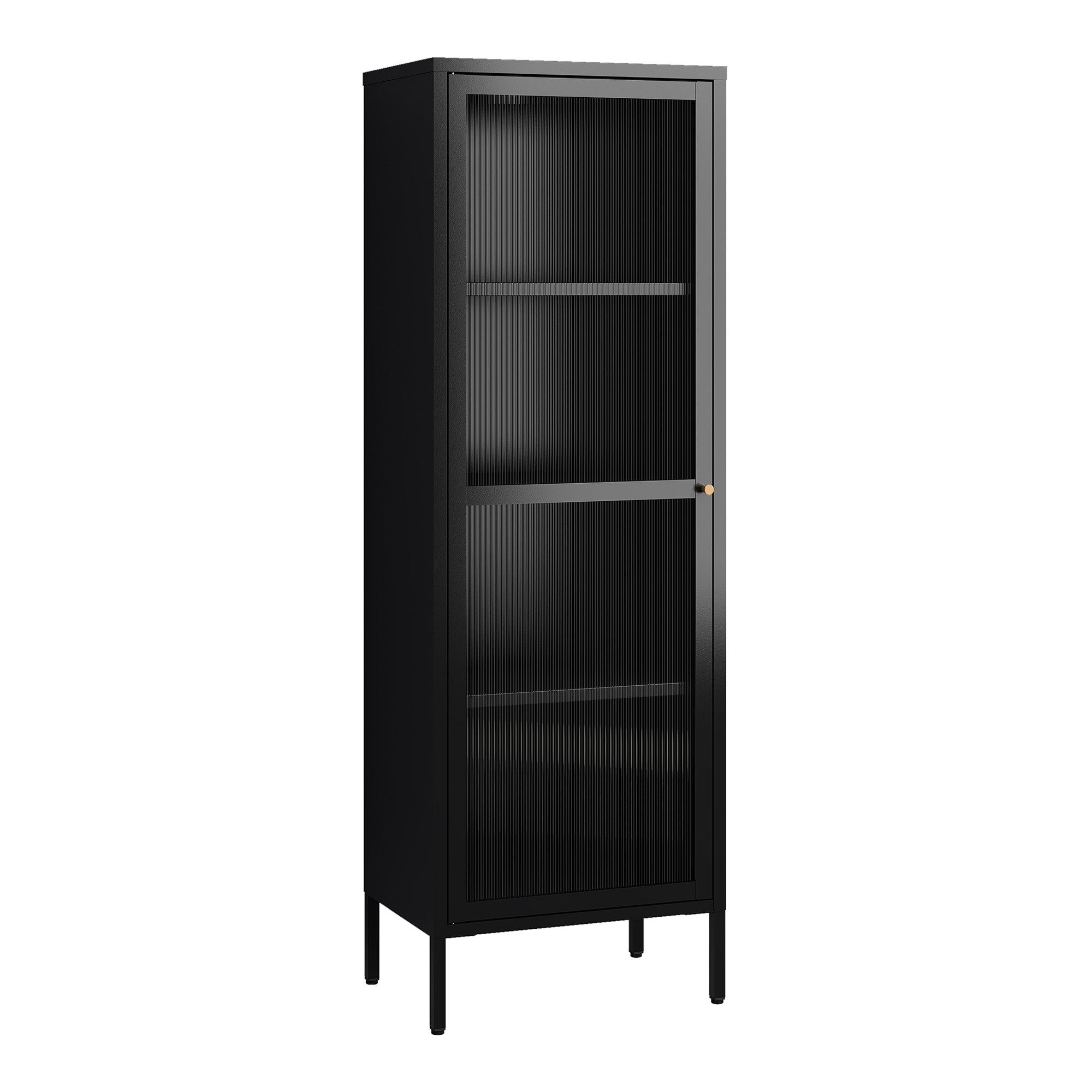 en.casa Vitrine »Säkylä« mit 1 Tür Stahl 150 x 50 x 35 cm Schwarz
