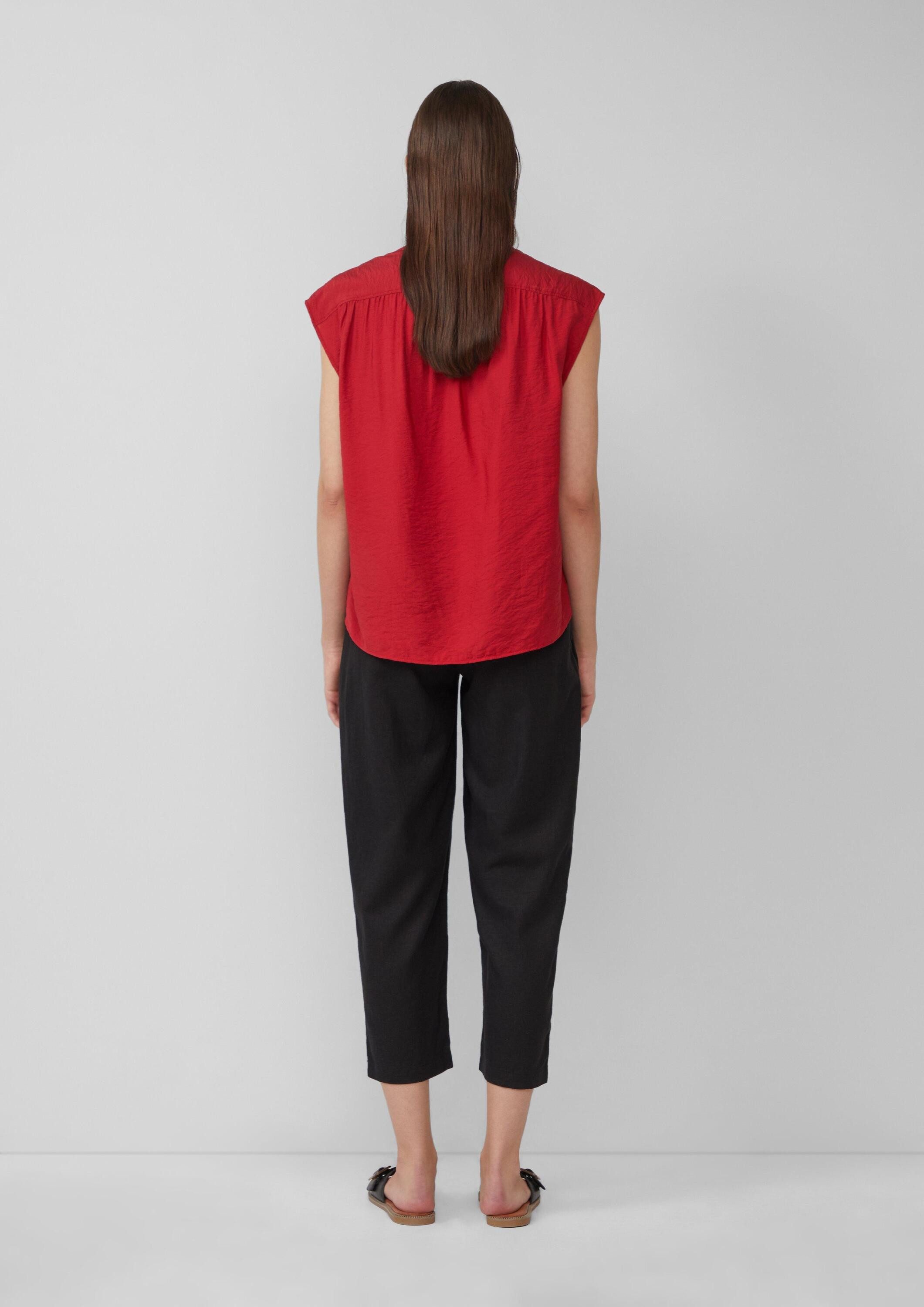 s.Oliver 7/8-Hose Hose Cropped Chino aus Leinenmix mit geflochtenem Gürtel