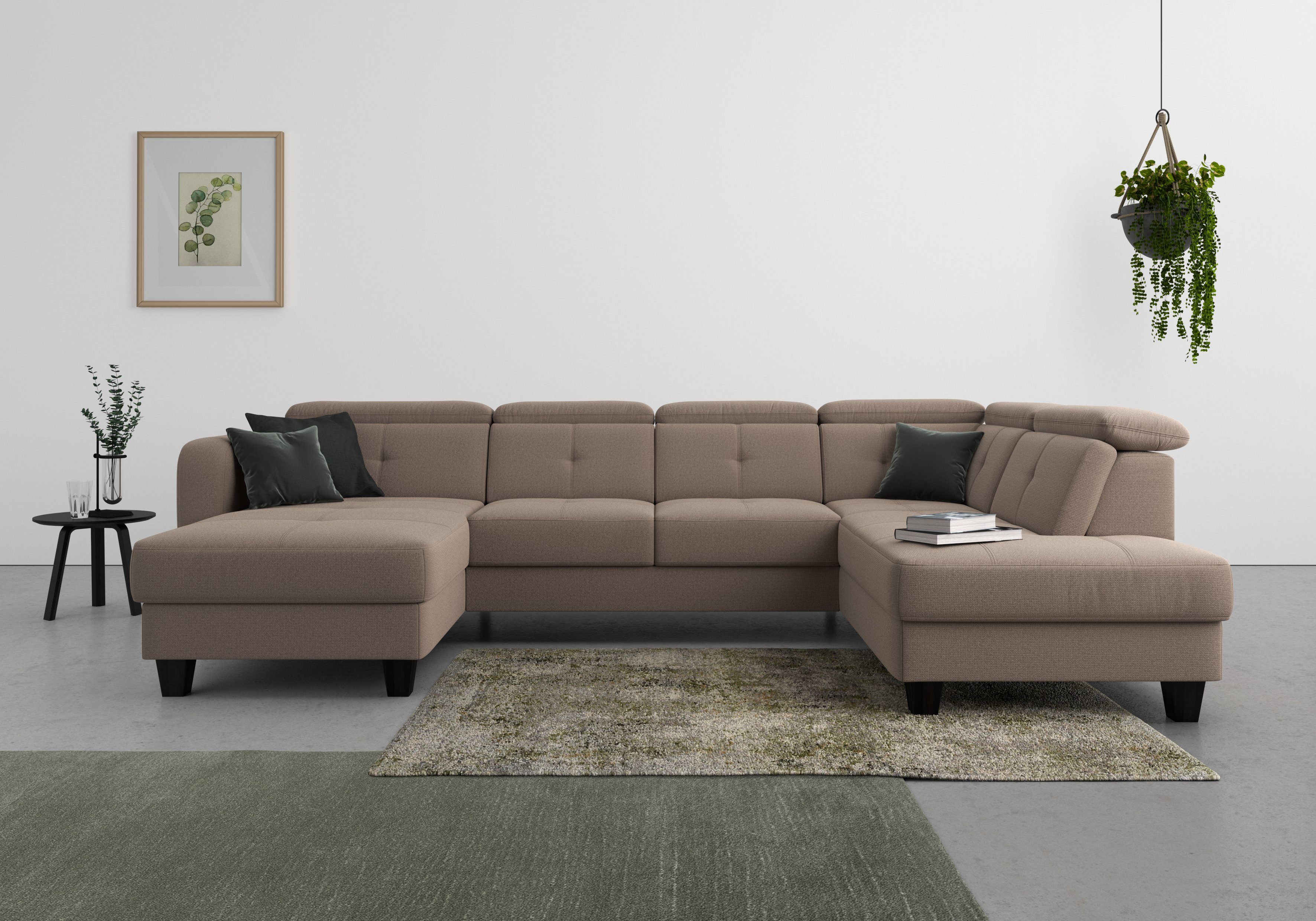 sit&more Wohnlandschaft Belluci U-Form, Kopfteilverstellung und Federkern, wahlweise mit Schlaffunktion