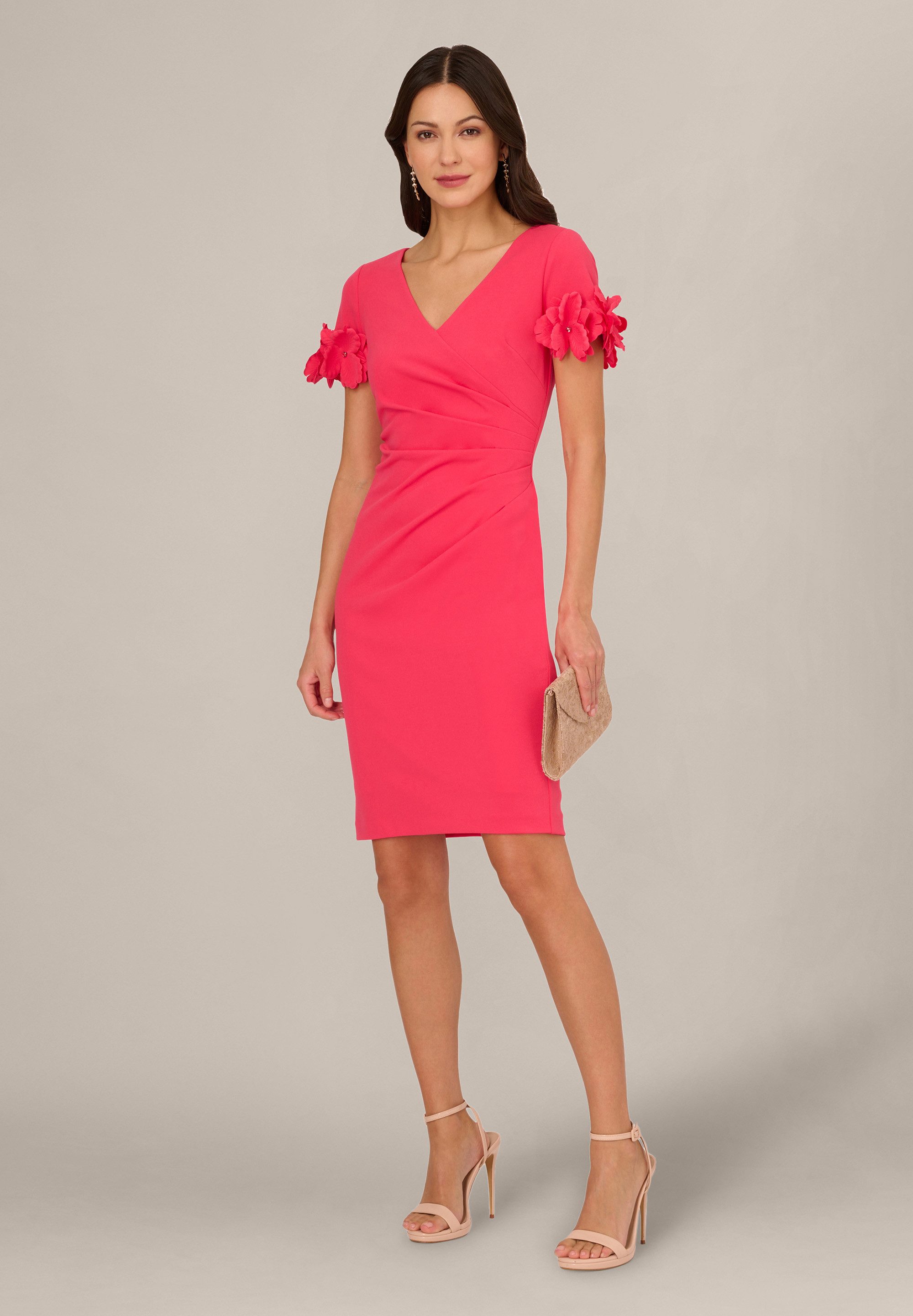 Adrianna Papell Etuikleid Knit Crepe Short Dress Figurbetontes, kurzärmeliges Etuikleid
