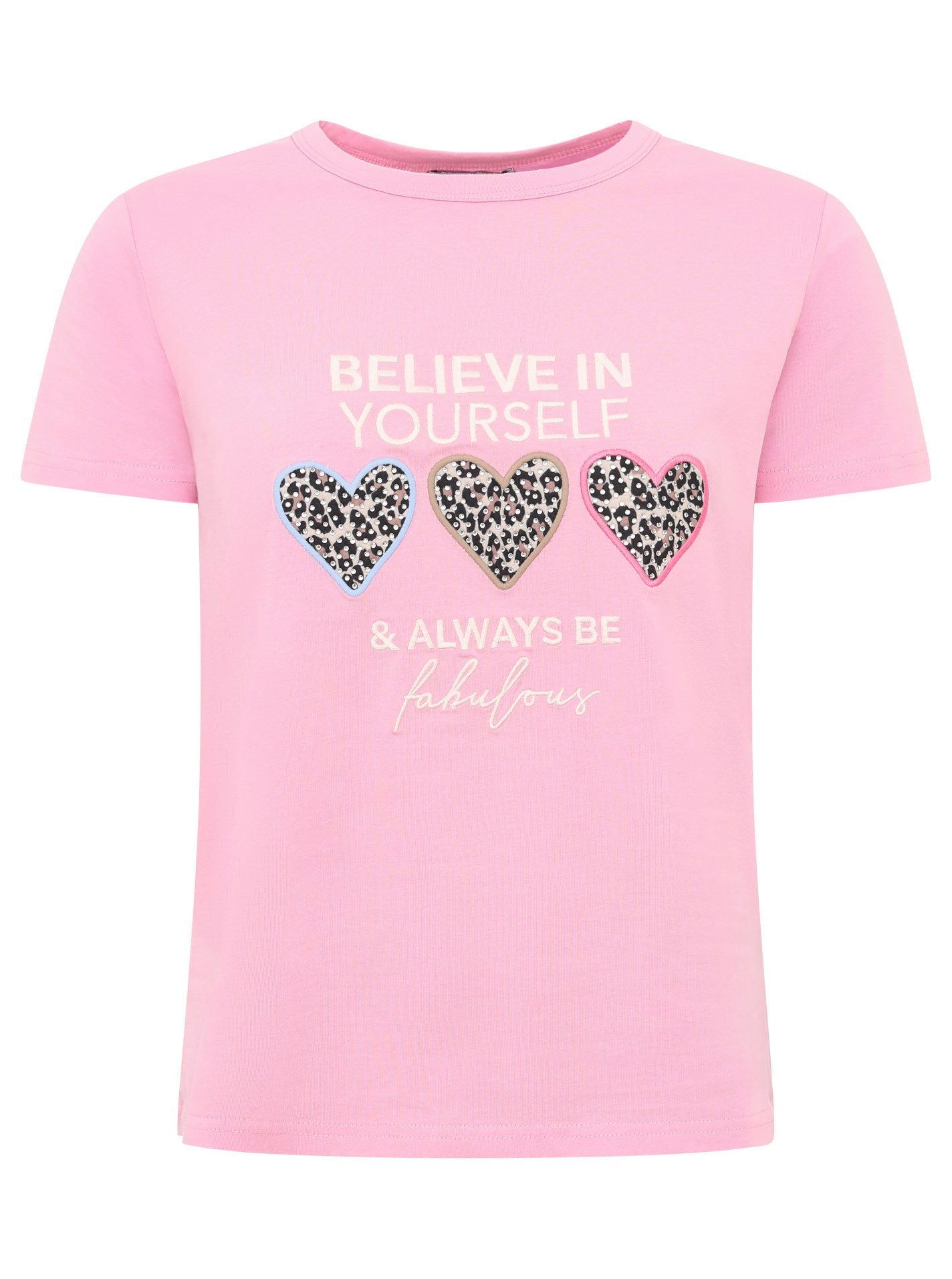 Zwillingsherz T-Shirt "Always Believe" Stickerei, Leoherzen, Rundhals, kurz günstig online kaufen