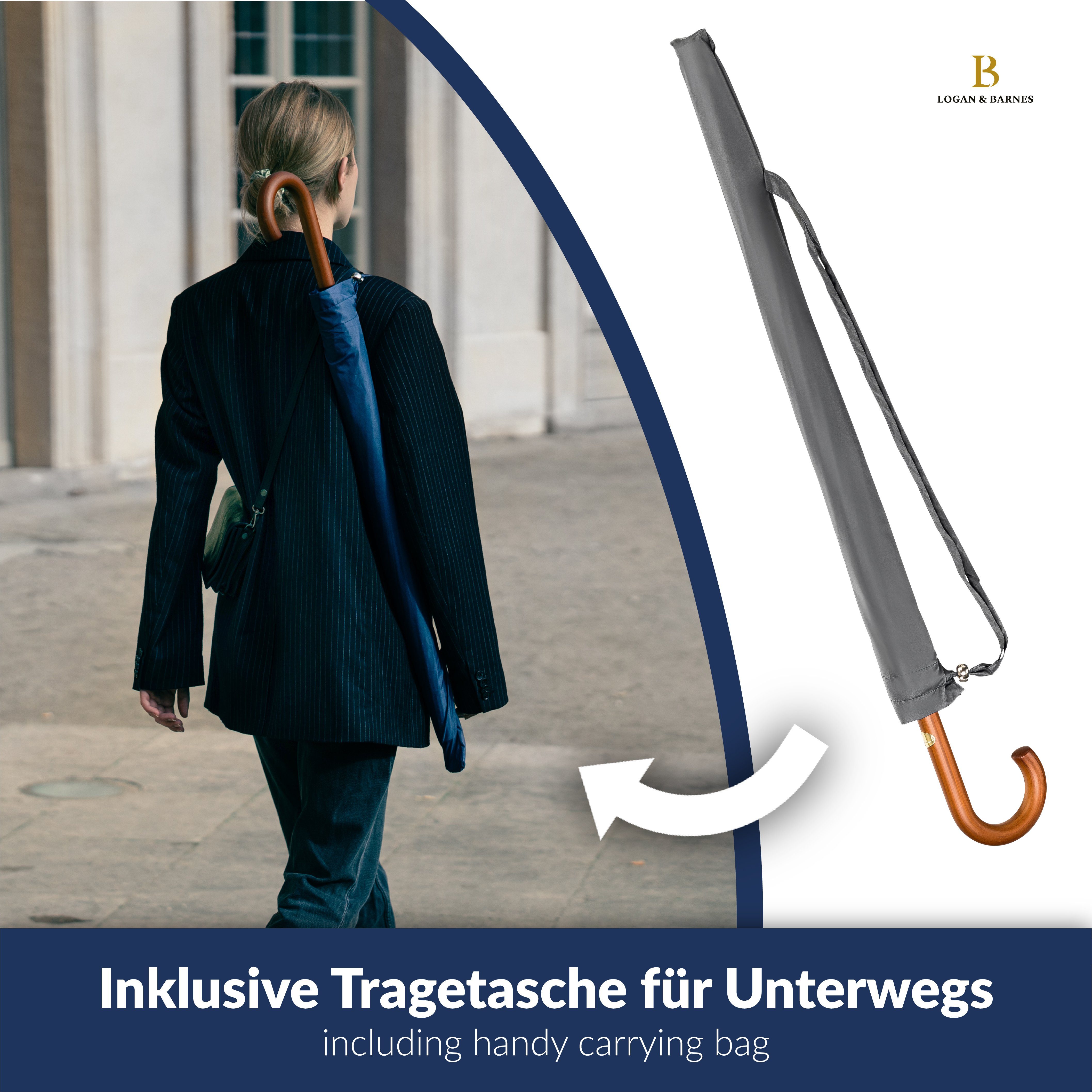 Logan & Barnes Stockregenschirm Edinburgh, Gummierte Spitze