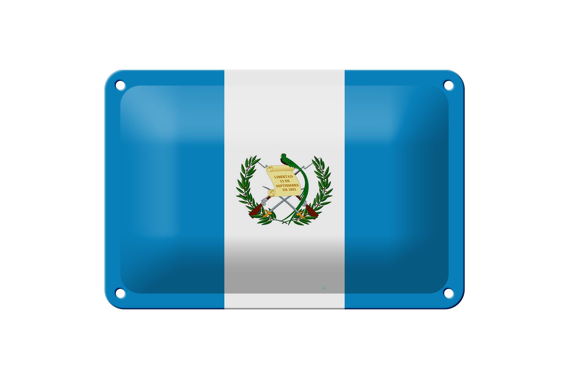 Femer GmbH Metallschild Flagge Guatemalas 18x12cm Flag of Guatemala, (1 St), gewölbte Oberfläche, abgerundete Ecken, umgeschlagene Kanten