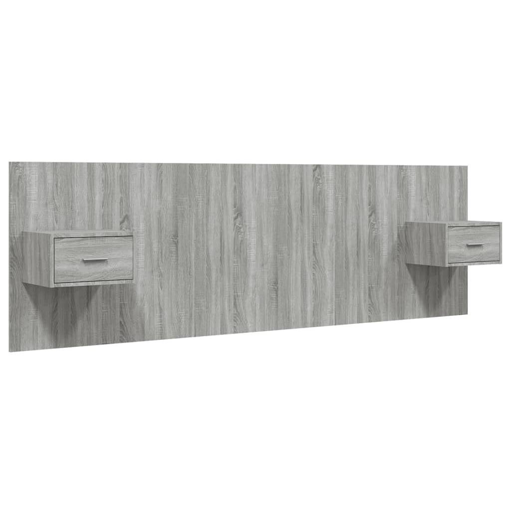 Bettkopfteil (1 St) vidaXL Grau Holzwerkstoff, Nachttischen Kopfteil Sonoma mit