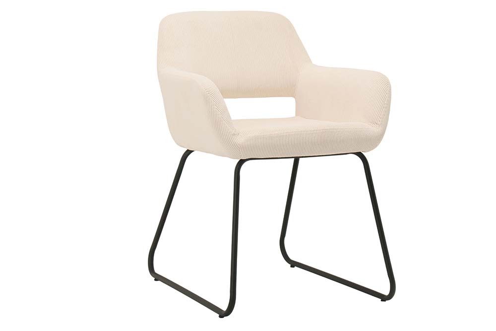 riess-ambiente Armlehnstuhl MUSTANG beige/schwarz - Metall, Cord, mit Armlehnen, Sitzschale (Einzelartikel, 1 St), Retro Polsterstuhl - ideal für Küche, Wohnzimmer oder Home Office