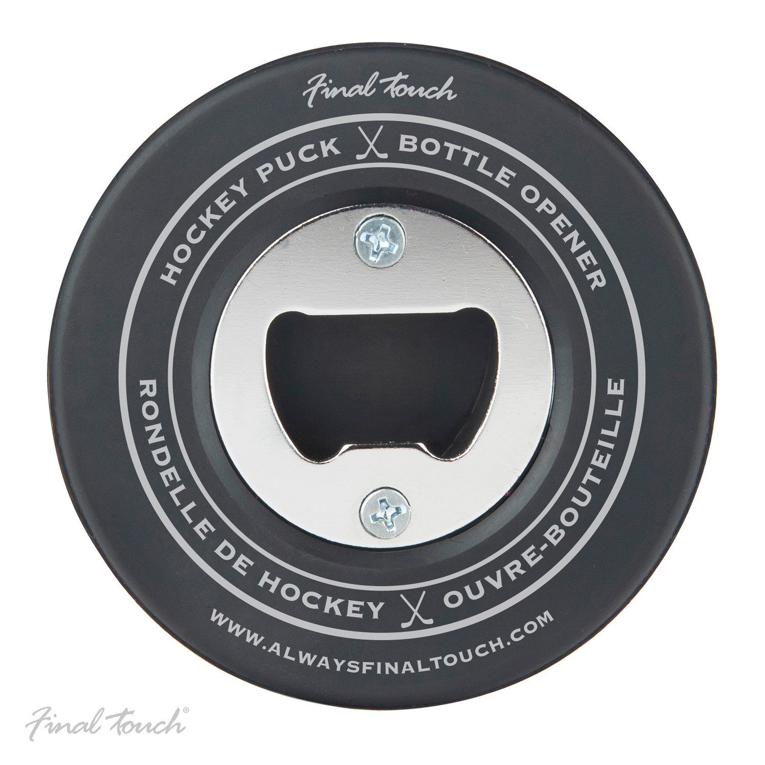 Final Touch Flaschenöffner Eishockey Puck Flaschenöffner aus einem echten Puck