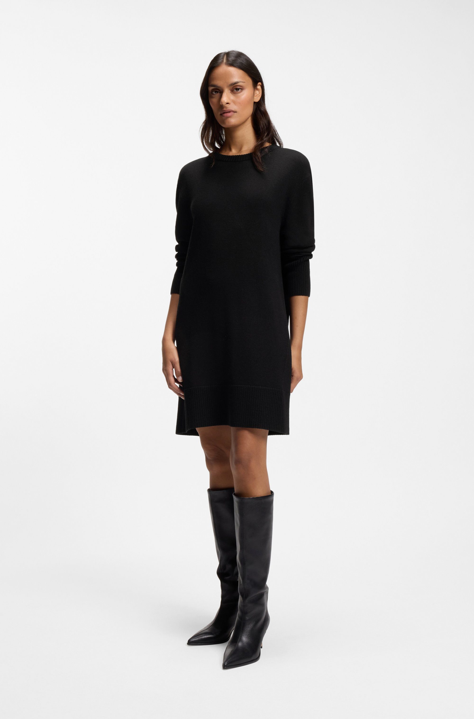 BOSS ORANGE Strickkleid Ferinea Premium Damenmode aus Schurwoll-Mix, Relaxed Fit – Bild 4 von 5