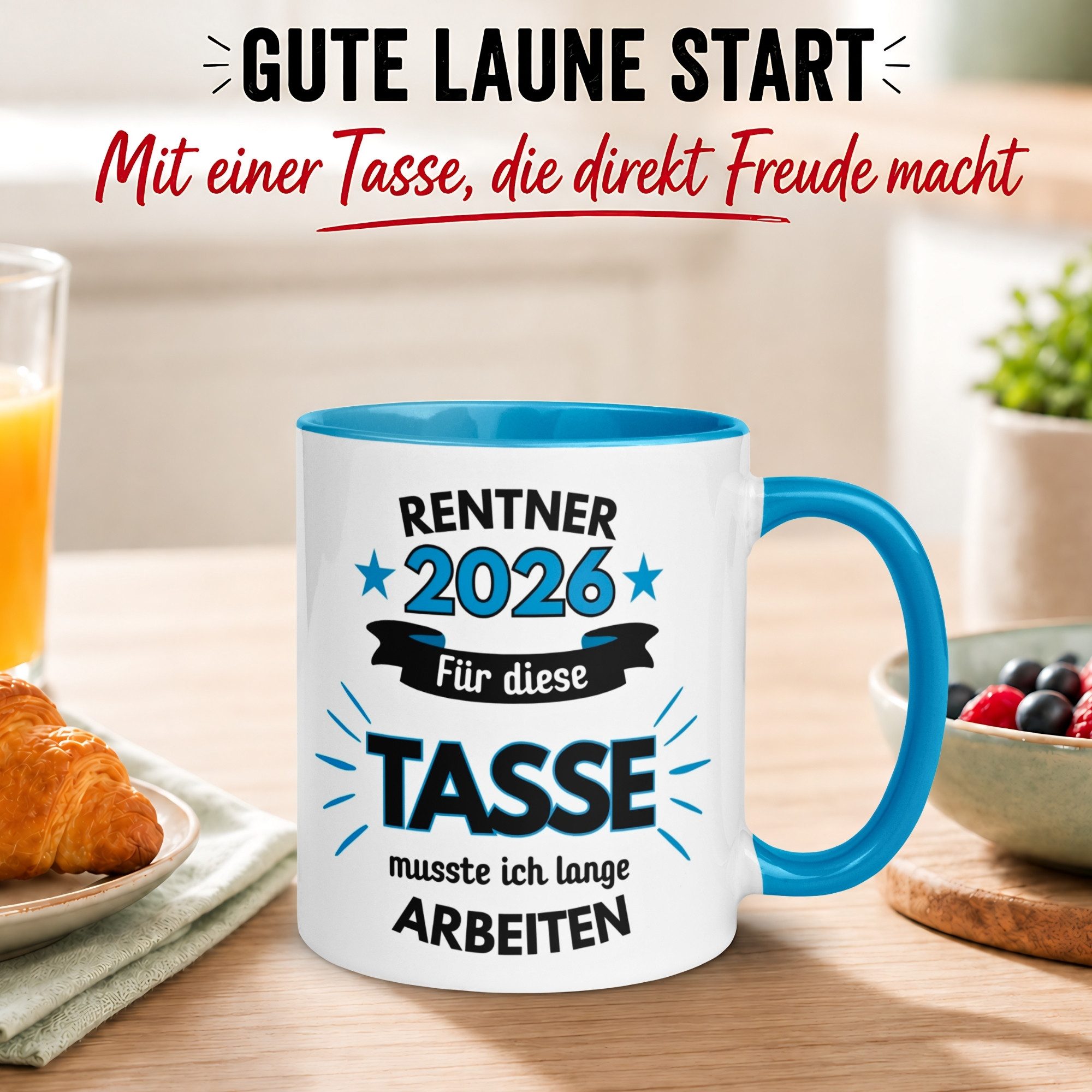 Momentals Tasse Rentner 2026 – „Für die musste ich lange arbeiten“ – Rentenbeginn Mann, Gratis Versand · Links-&Rechtshänder · Spülmaschinenfest