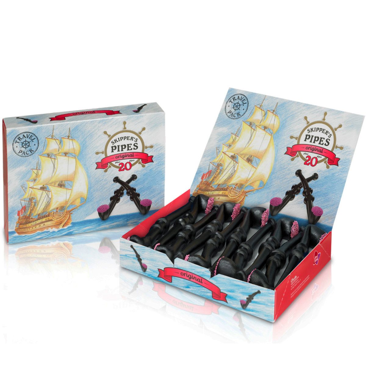 Red Band Süßigkeit, Red Band Skippers Pipes Classic Lakritz Pfeifen 20 Stück 340g