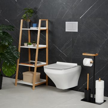 relaxdays WC-Garnitur WC Garnitur Bambus & Eisen
