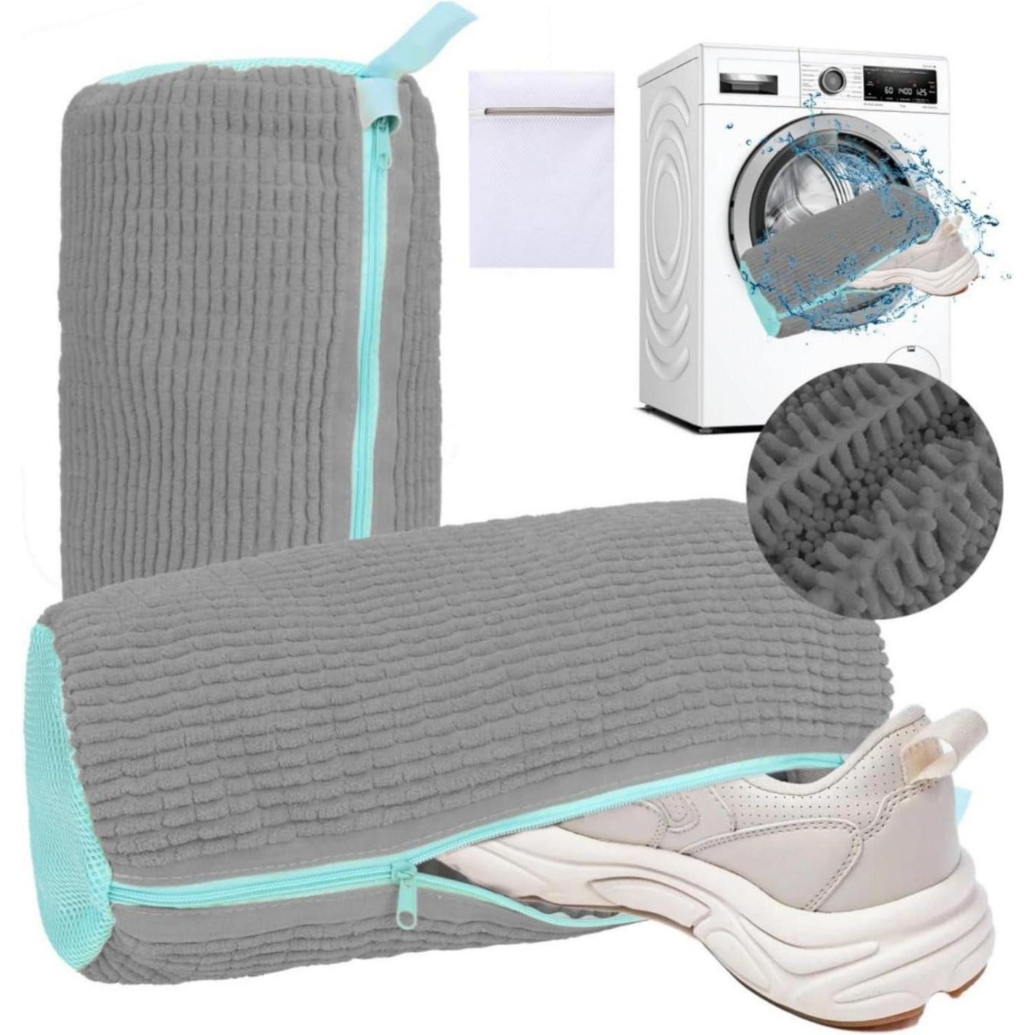 LuxusKollektion Galoschen Schuhwaschbeutel 2 Stück Reißverschluss Schuhe Waschmaschine Grey