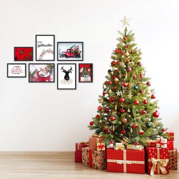 WallSpirit Poster Poster Set "Weihnachten" – 7 Motive beidseitig bedruckt – OHNE Rahmen, (7er Set)