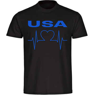 multifanshop T-Shirt Kinder USA - Herzschlag - Jungen Mädchen Shirt Fanartikel