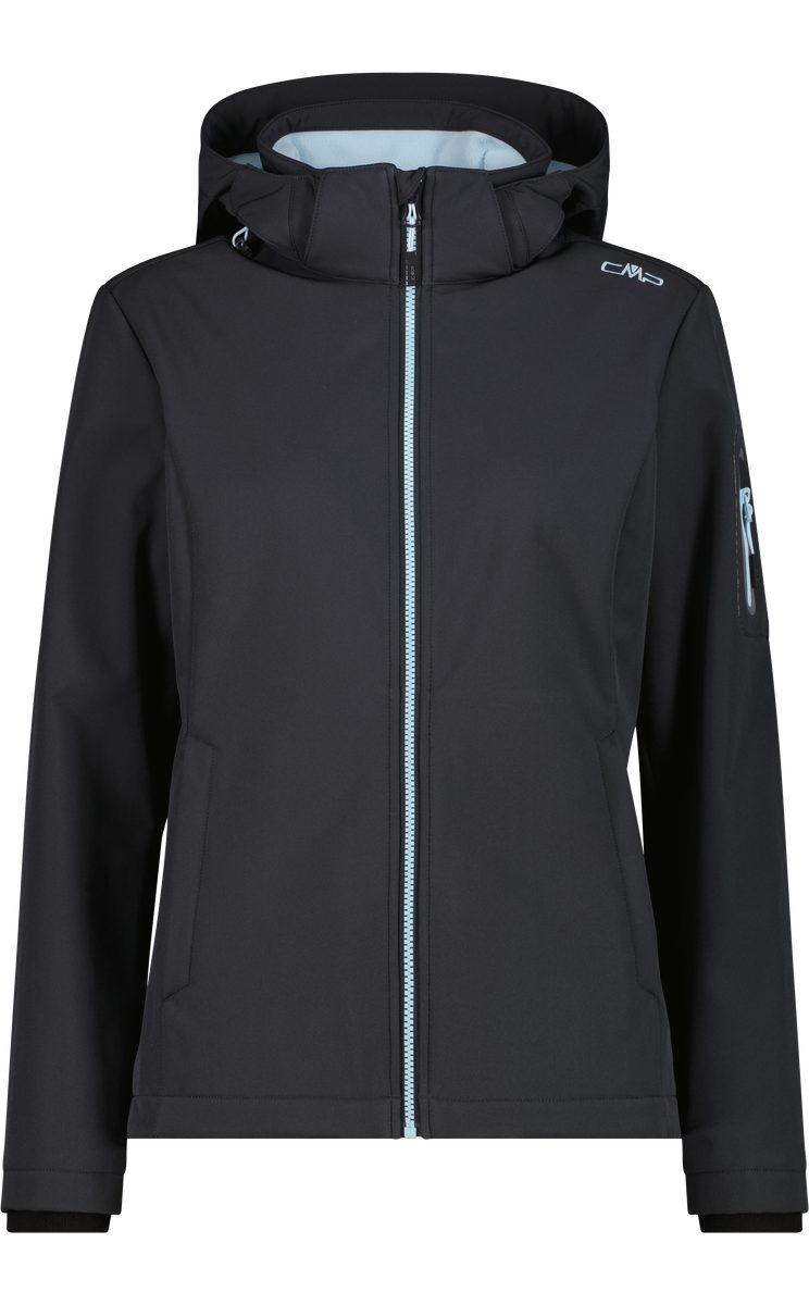 CMP Softshelljacke WOMAN JACKET DET HOOD mit Kapuze, wind- und wasserabweisend