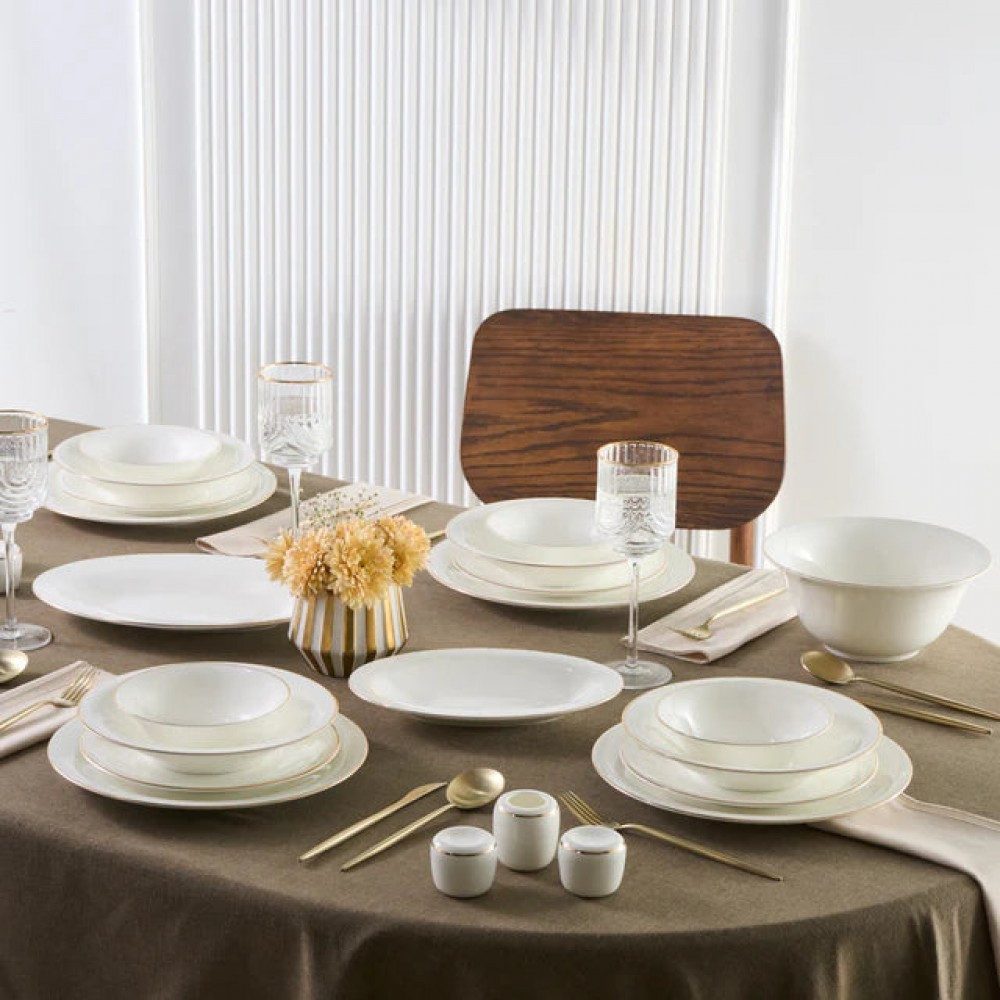 Karaca Geschirr-Set Karaca Fine Pearl New Fame 58-teiliges Geschirrset 12 Personen, Gold, Karaca Fine Pearl Fame 58-teiliges Tafelservice für 12 Personen, Gold