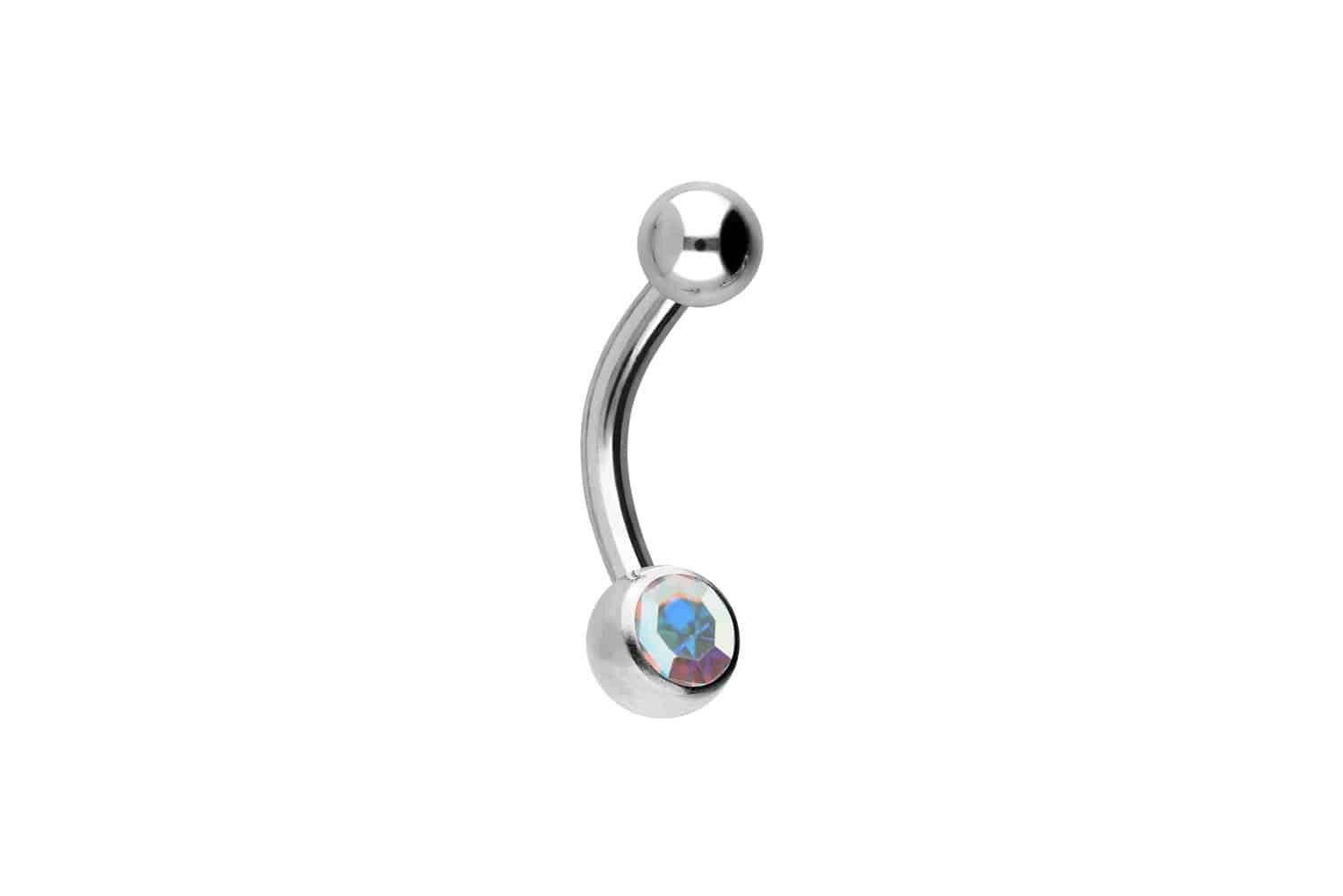 PIERCINGLINE Bauchnabelpiercing Chirurgenstahl Mini Bananabell KRISTALL günstig online kaufen