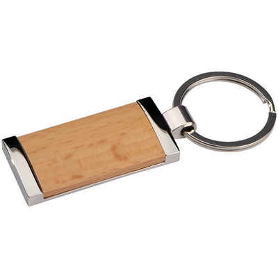 Livepac Office Schlüsselanhänger Schlüsselanhänger aus Metall mit Holzstück