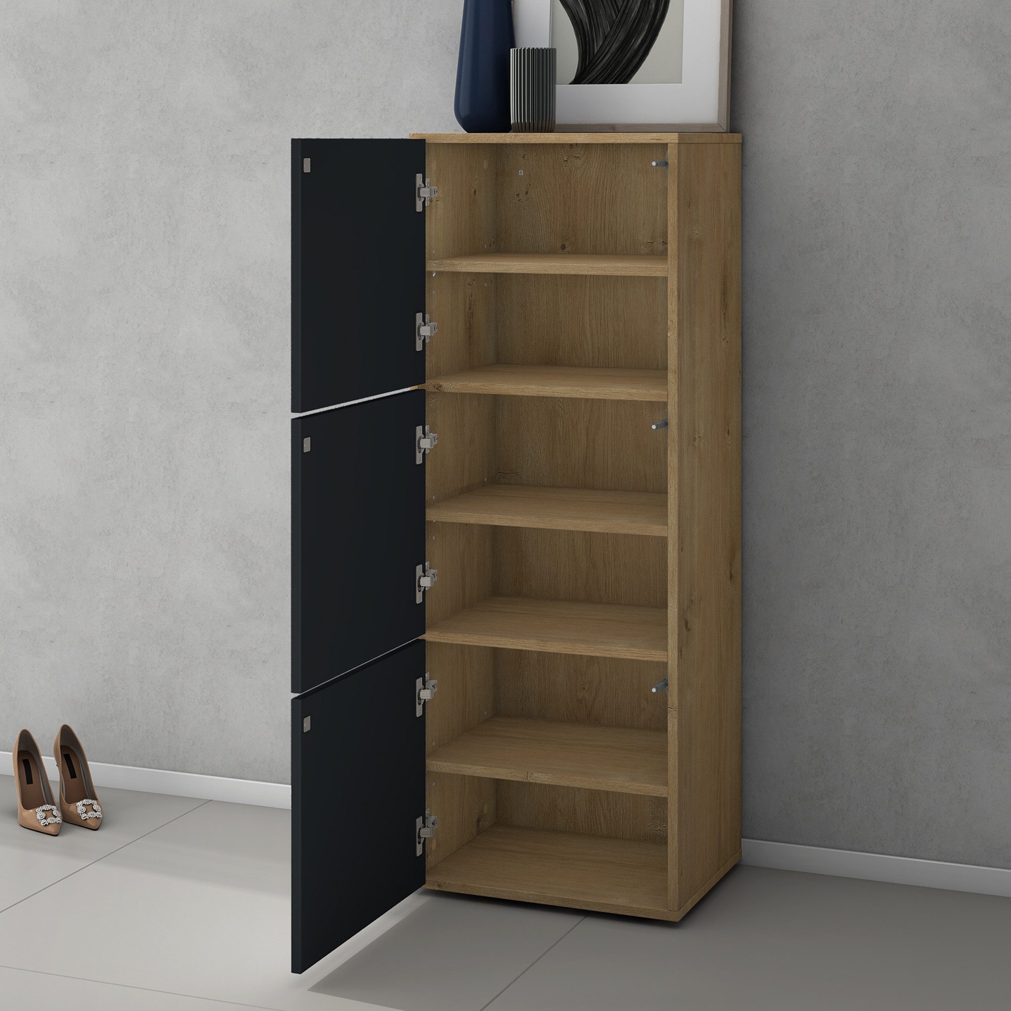 doporro Schuhschrank Schuhregal Schuhkipper mit 3 Fächern BTH:45x36x120cm S günstig online kaufen