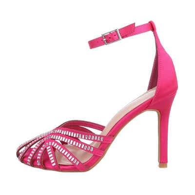 Ital-Design Damen Abendschuhe Party & Clubwear Schnürpumps Pfennig-/Stilettoabsatz Sandalen & Sandaletten in Pink